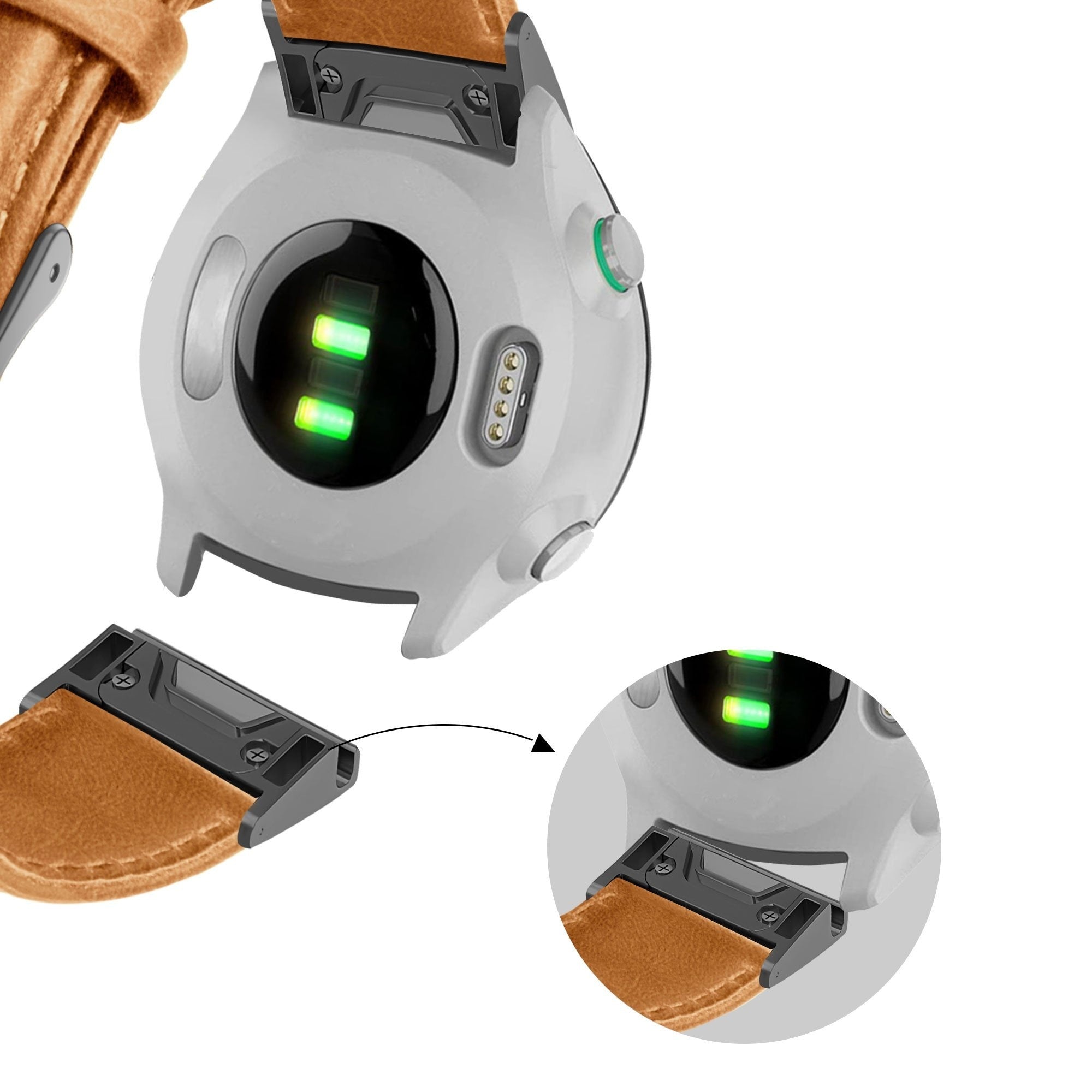 Bandz Garmin Approach S60 Leather Strap (Brown)