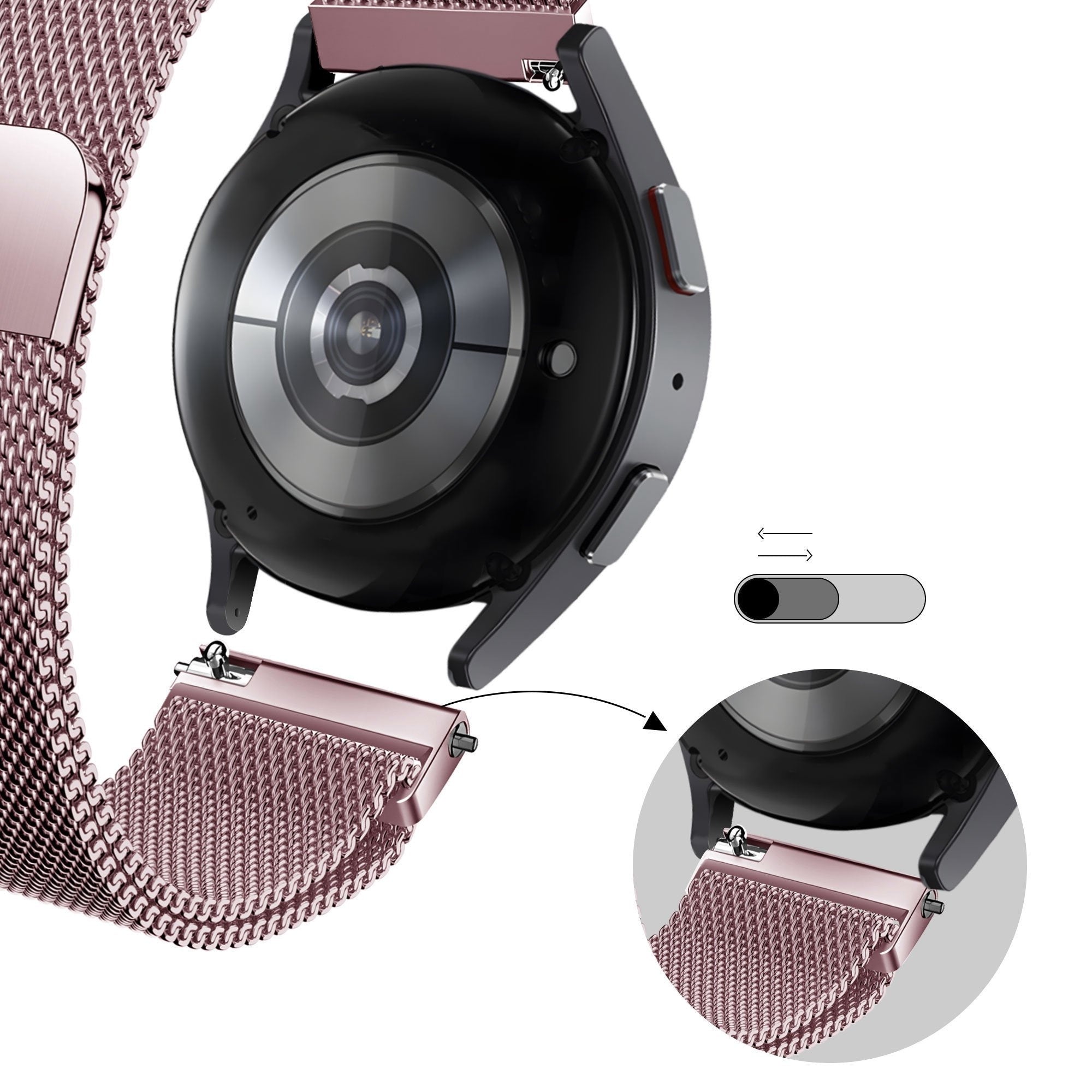 Bandz Coros Apex 42mm Milanese Loop Strap (Pink)