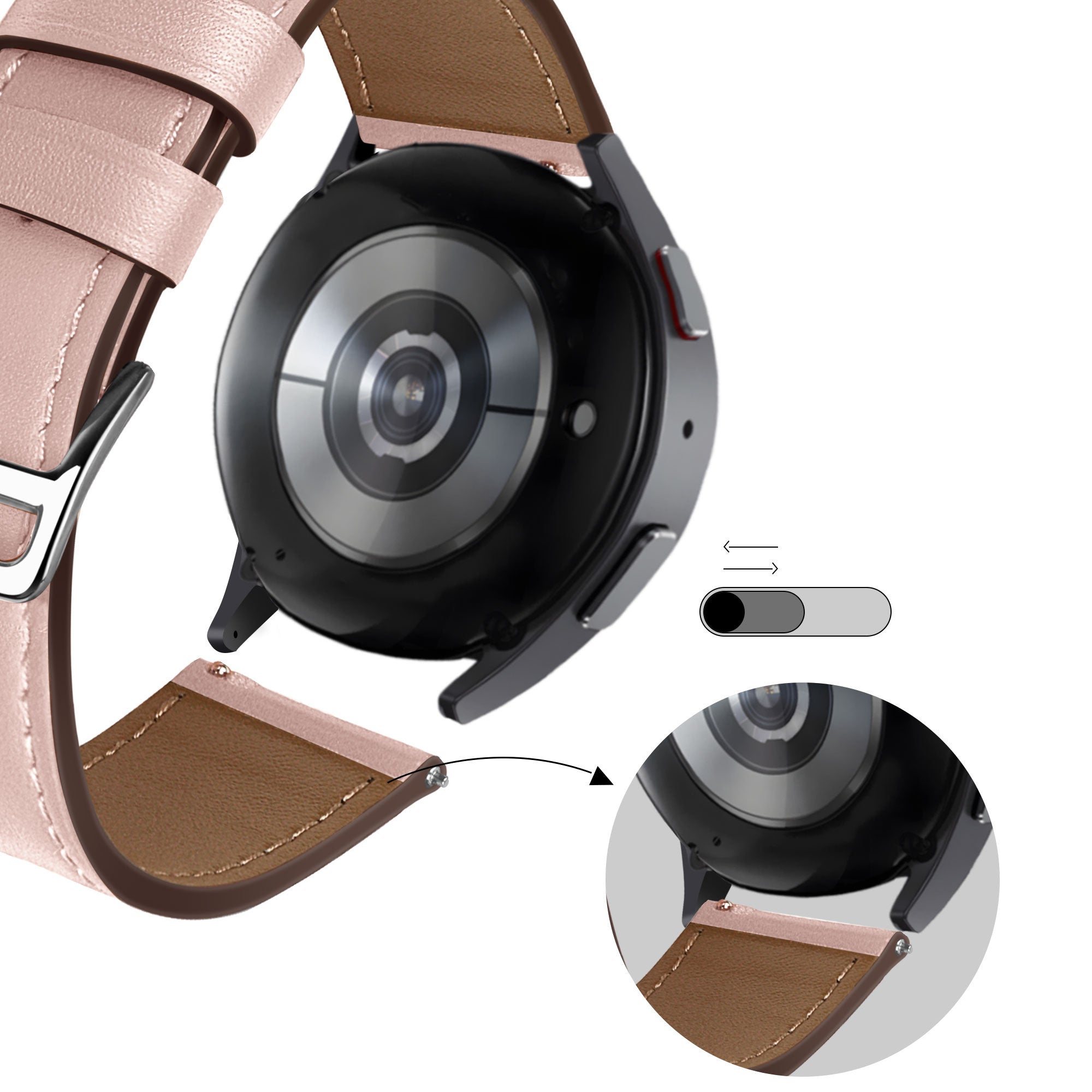 Bandz Amazfit Active 2 Lederarmband 'Deluxe' (Rosa)