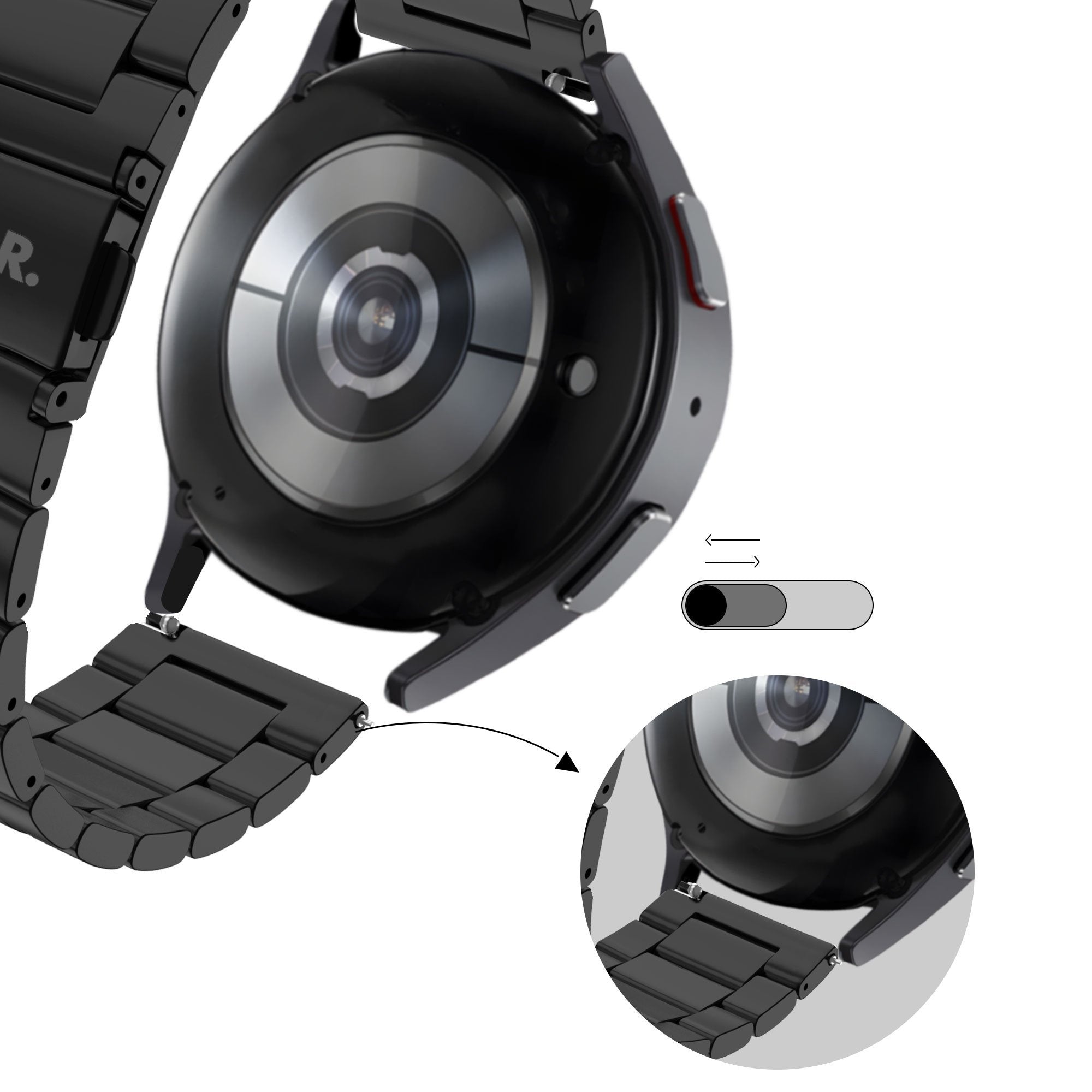 BALR Samsung Galaxy Watch Active Stahl Gliederarmband (Schwarz)