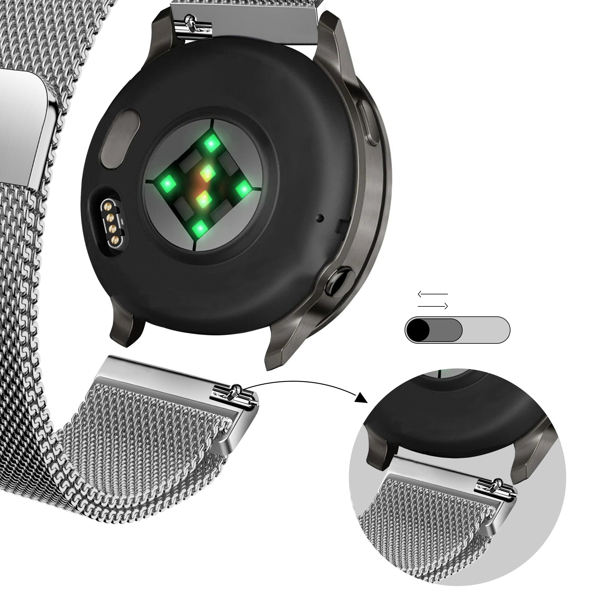 Bandz Garmin D2 Air X15 Milanese Loop Strap (Silver)