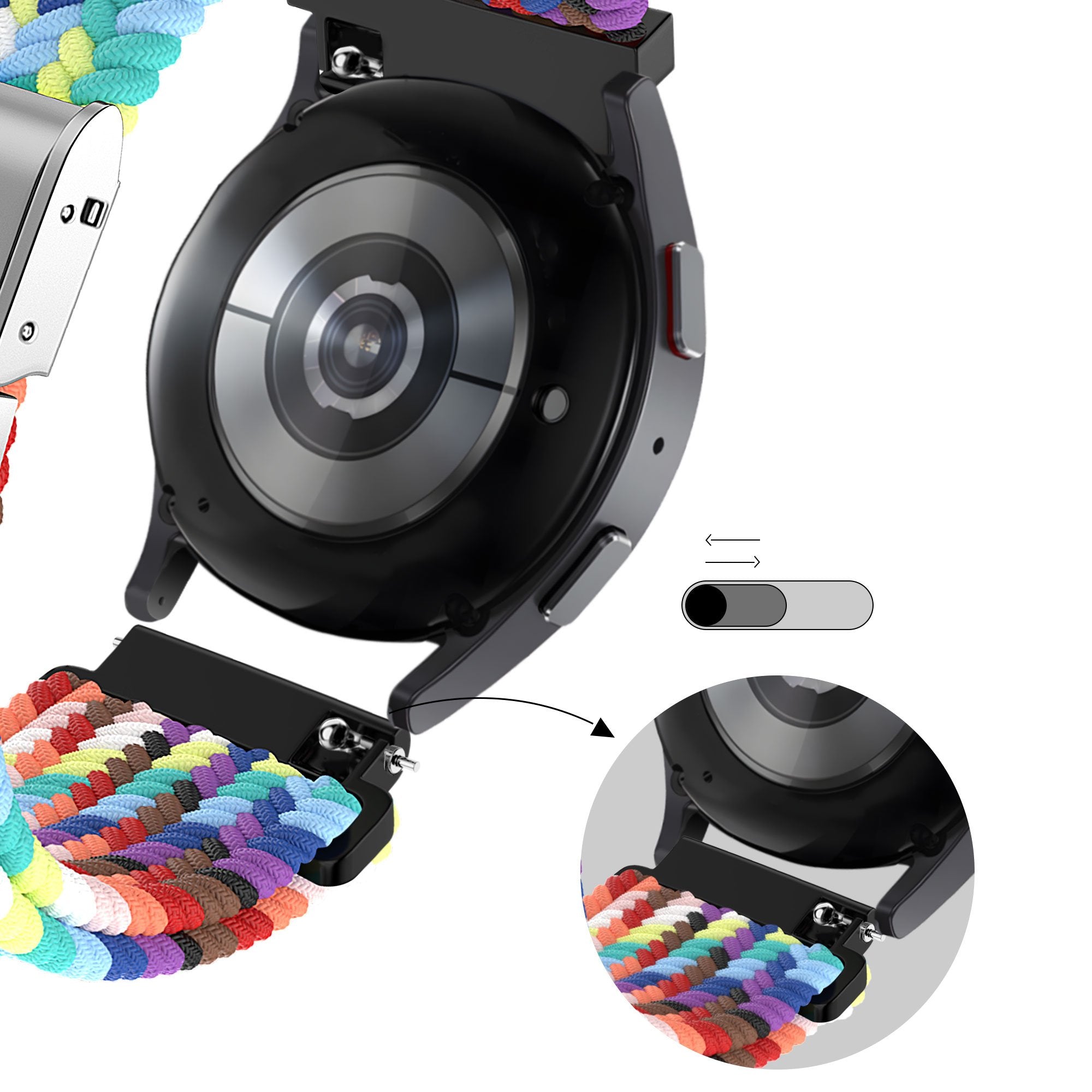 Bandz Garmin Venu SQ Gewebtes Nylonarmband (Regenbogen)