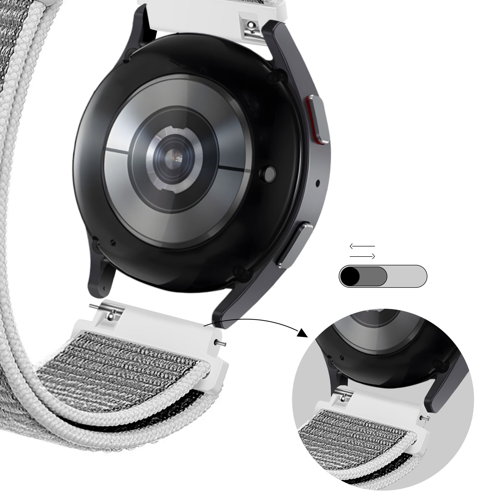 Bandz Garmin Forerunner 570 - 42mm Nylon Loop Armband (Grau)