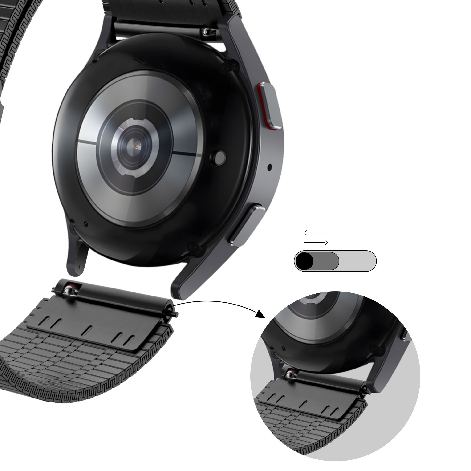 Bandz Garmin Forerunner 165 Verstellbares Stahlarmband (Schwarz)