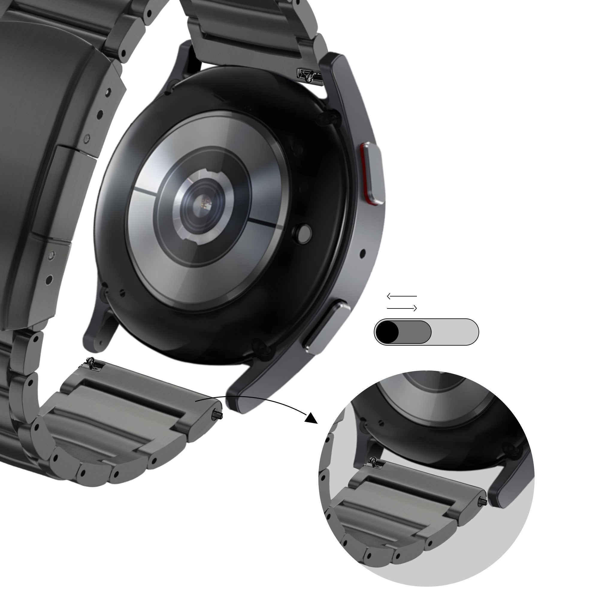 Bandz Amazfit Bip 6 Titanium Link Strap (Black)