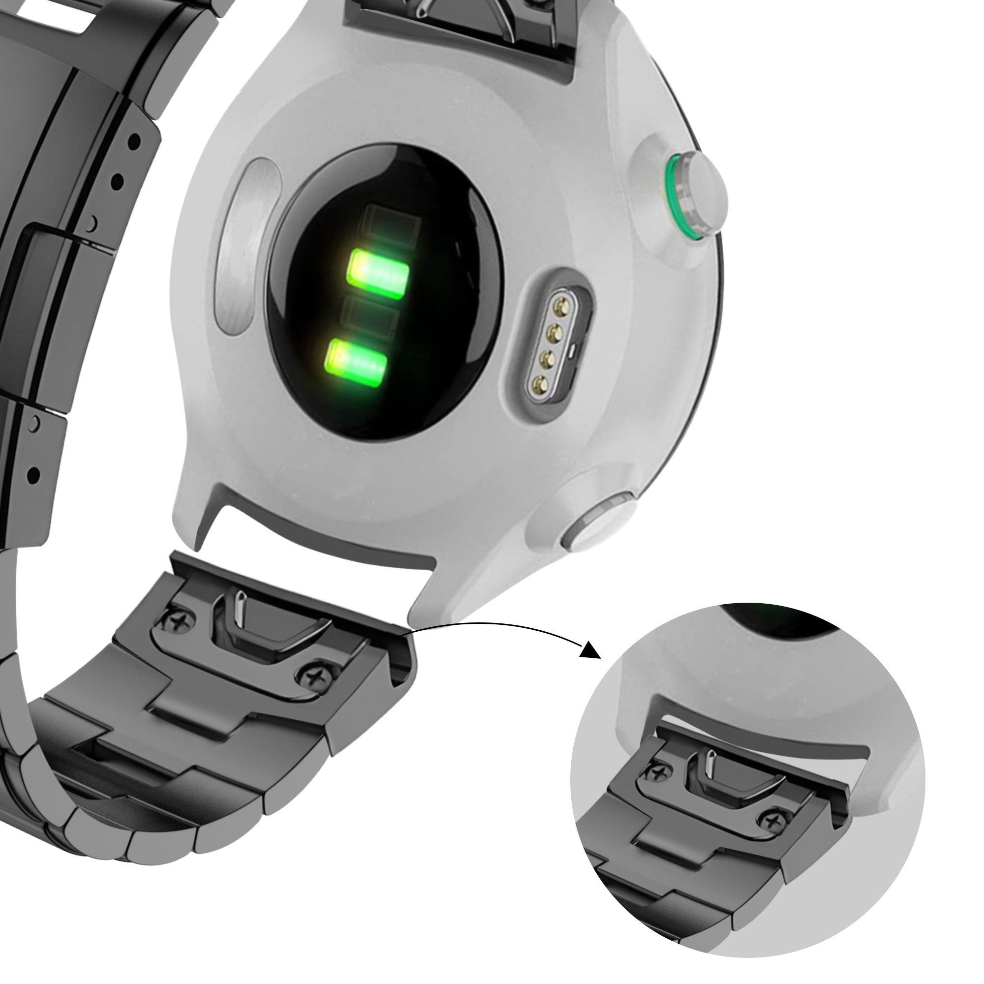 Bandz Garmin Descent G1 Titanium Link Strap (Grey)