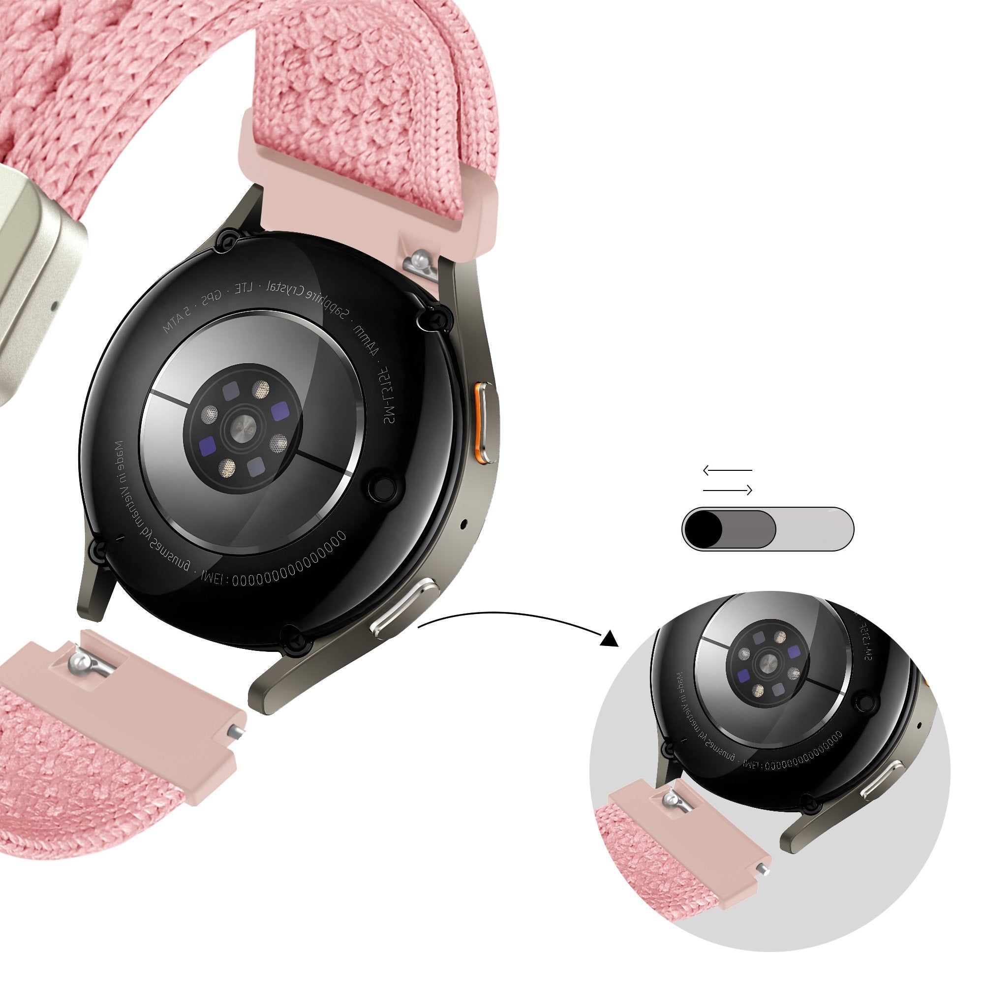 Bandz Garmin Vivomove HR Vintage Nylonarmband (Rosa)