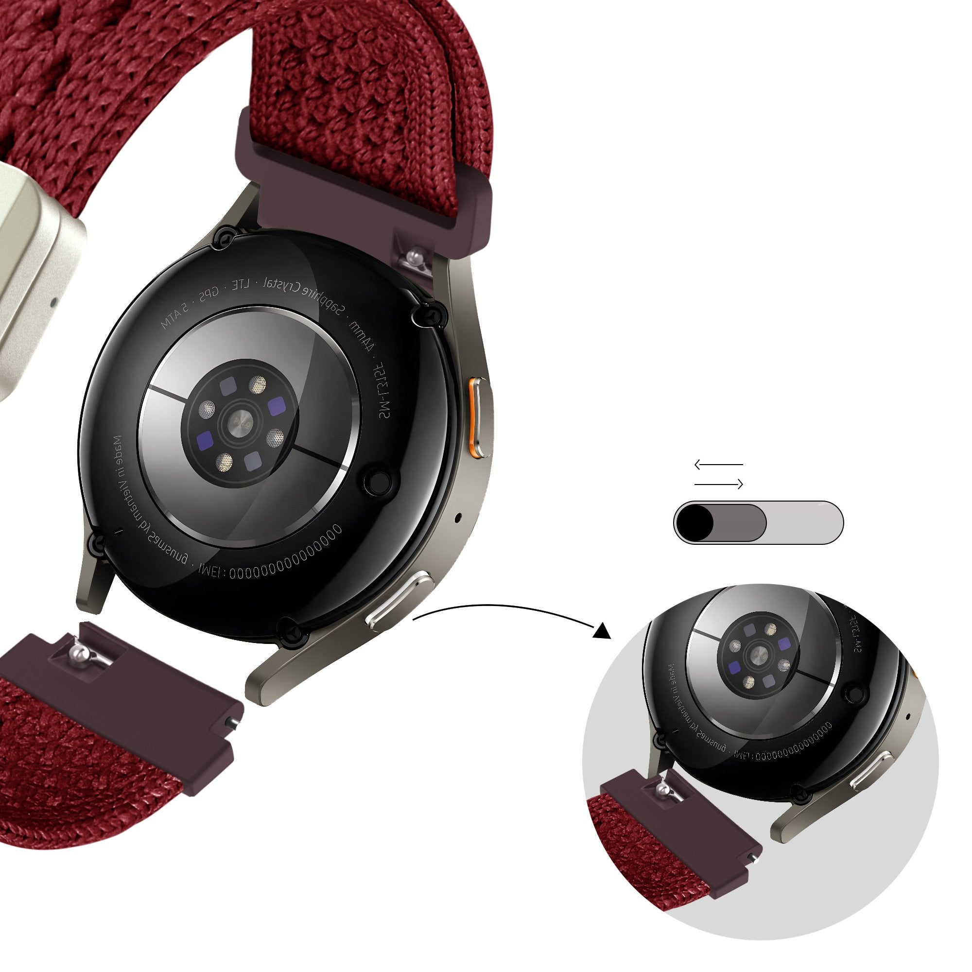 Bandz Garmin Forerunner 645 Vintage Nylon Strap (Wine Red)