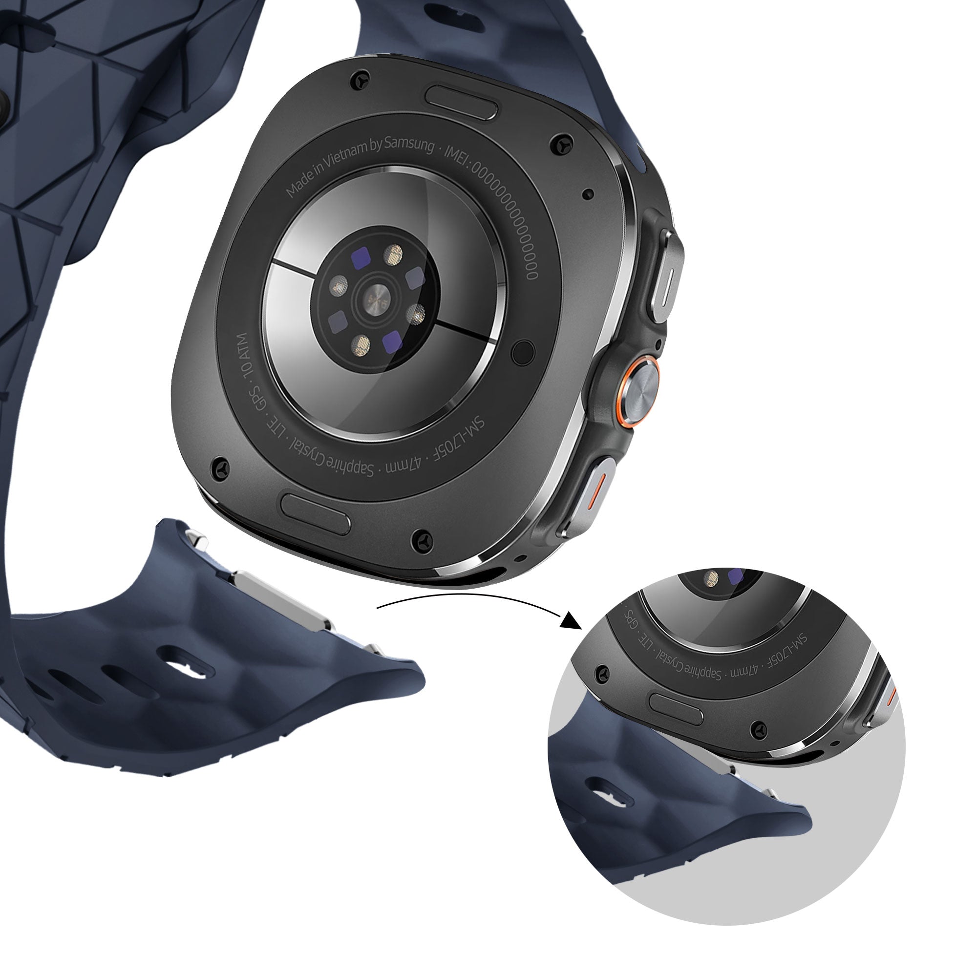 Bandz Samsung Galaxy Watch Ultra Silikonarmband 'Hexagons' (Dunkelblau)