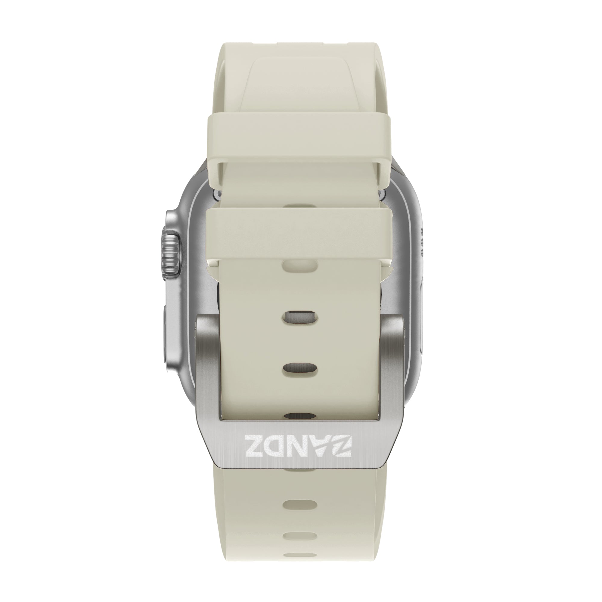 Bandz Apple Watch Silicone Strap 'Luxe Liquid' (Beige With Titanium)