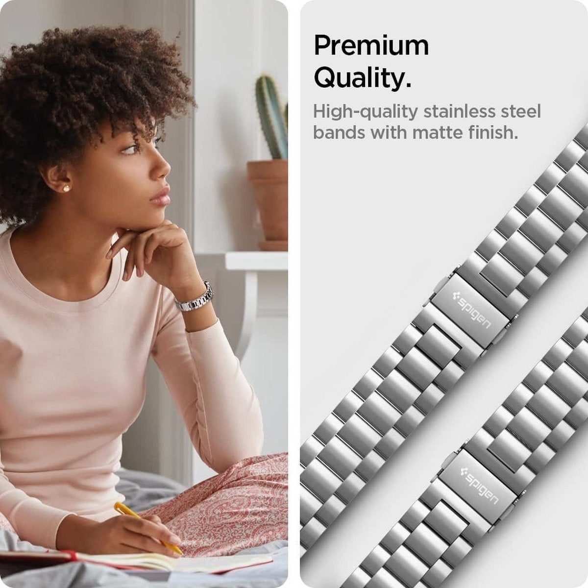 Spigen Samsung Galaxy Watch 4 44mm Stahlarmband (Silber)