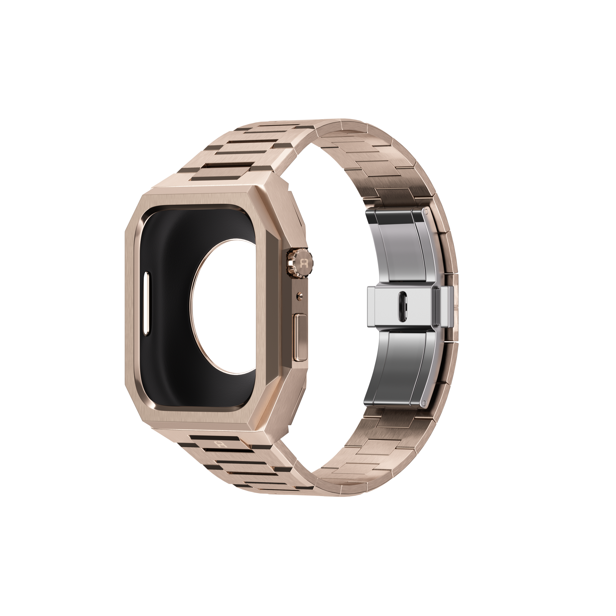Reqior Apple Watch 45mm Hülle mit integriertem Stahlarmband 'Nautilus' (Roségold)