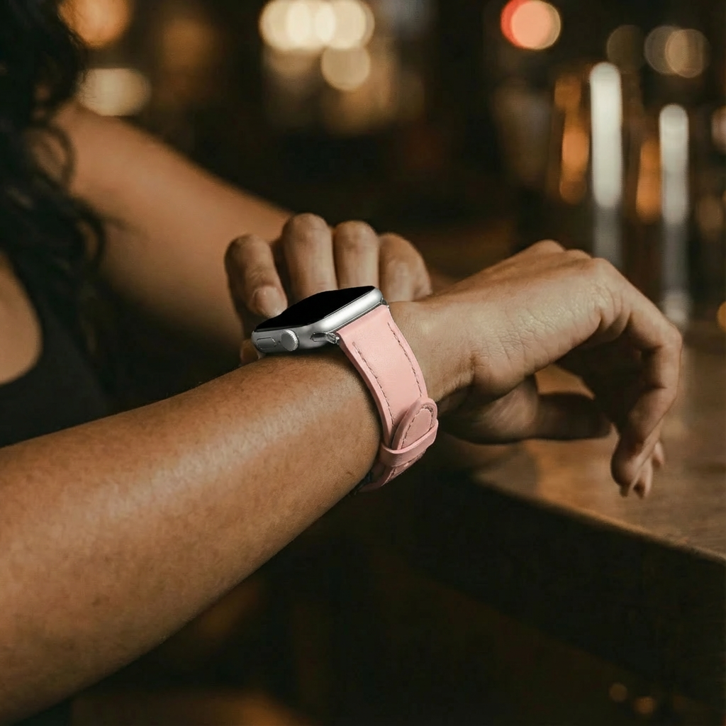 Apple Watch Slimfit Leather Strap (Pink)