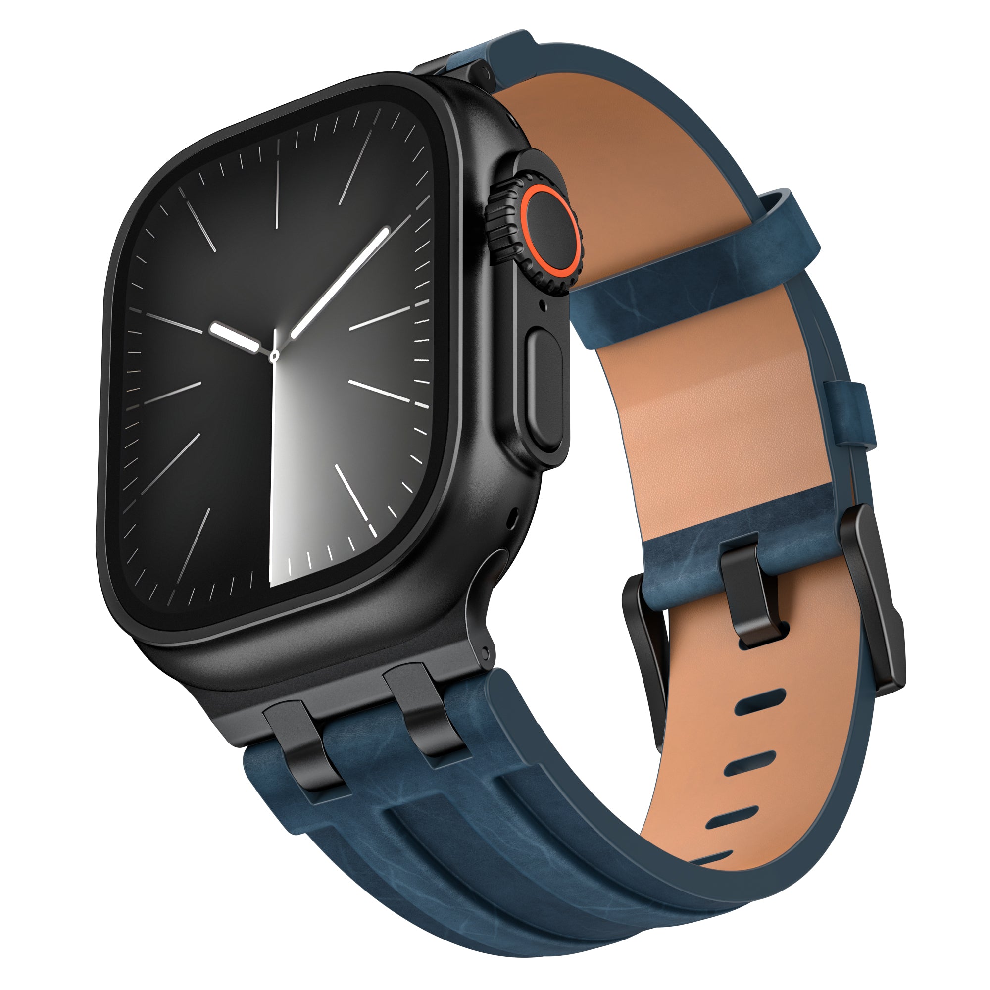 Apple Watch Solid Leather Strap (Dark Blue)