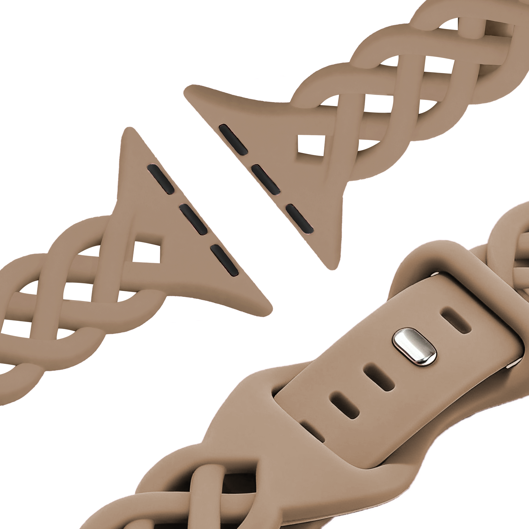 Bandz Apple Watch Silicone Strap 'Braided' (Milk Tea)