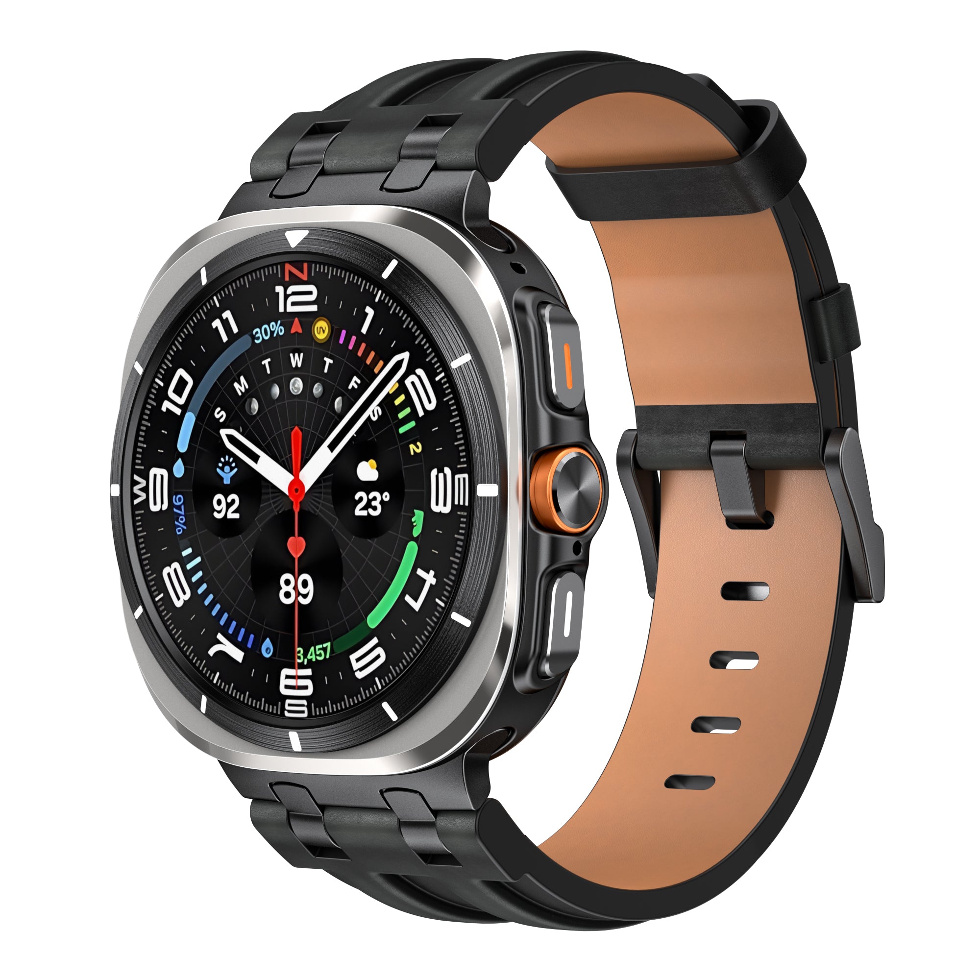 Samsung Galaxy Watch Ultra Solid Leather Strap (Black)
