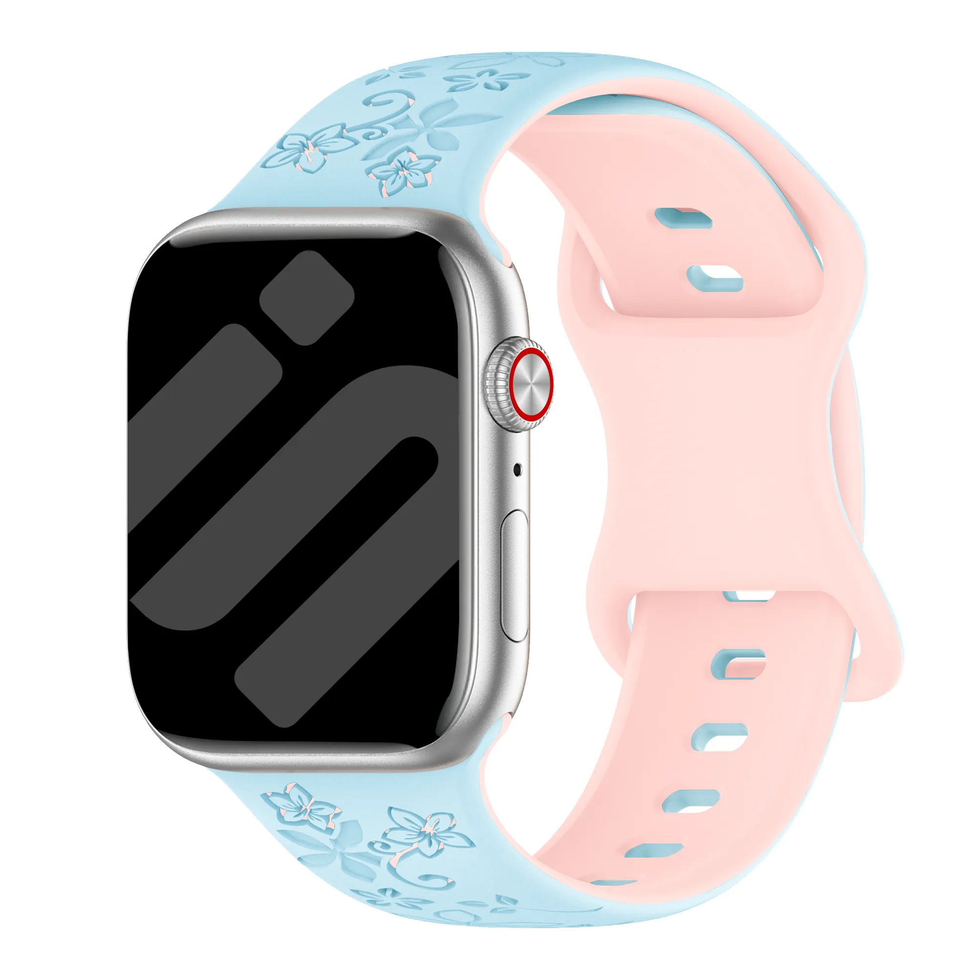 Apple Watch Flower Silicone Strap (Blue/Pink)