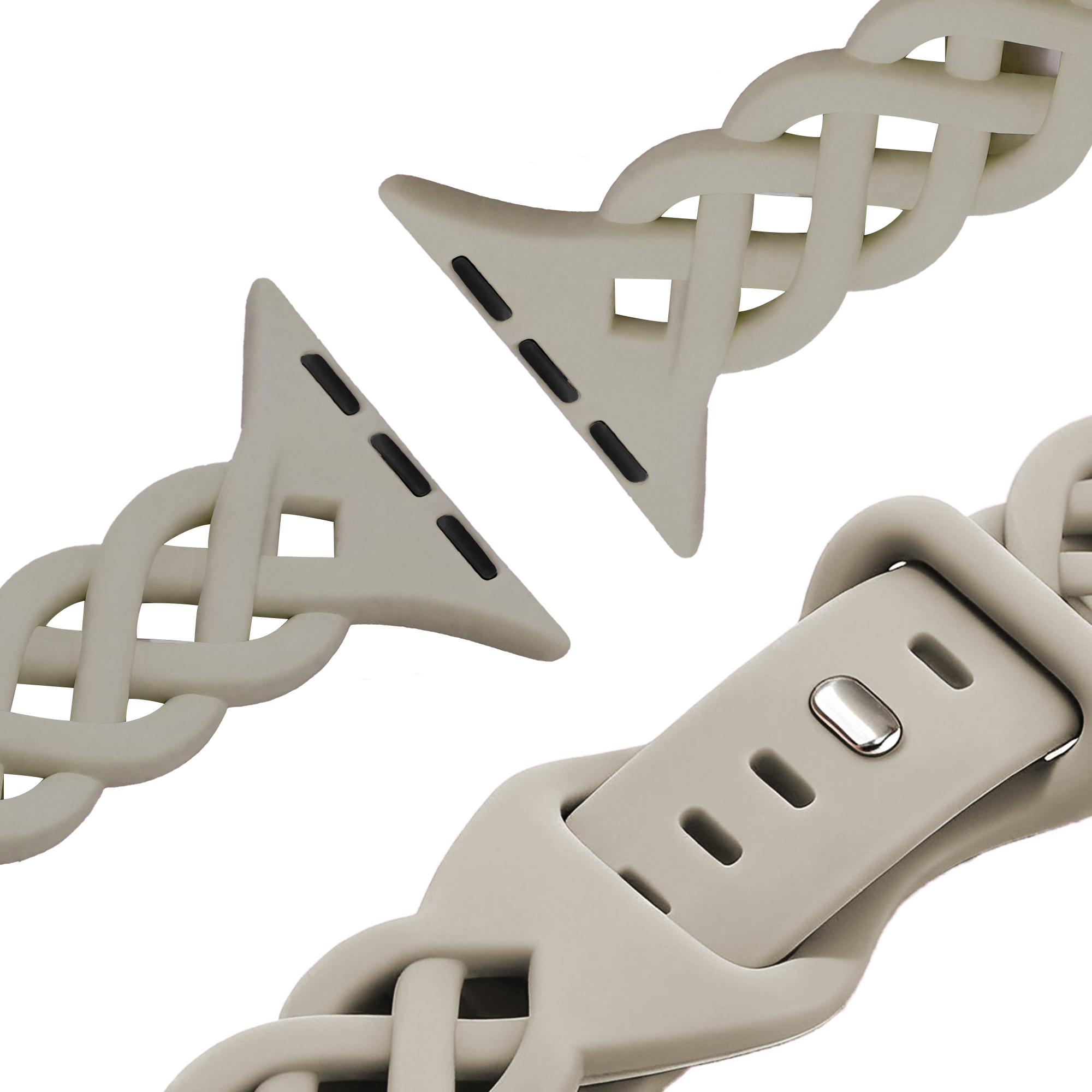 Bandz Apple Watch Silicone Strap 'Braided' (Light Beige)