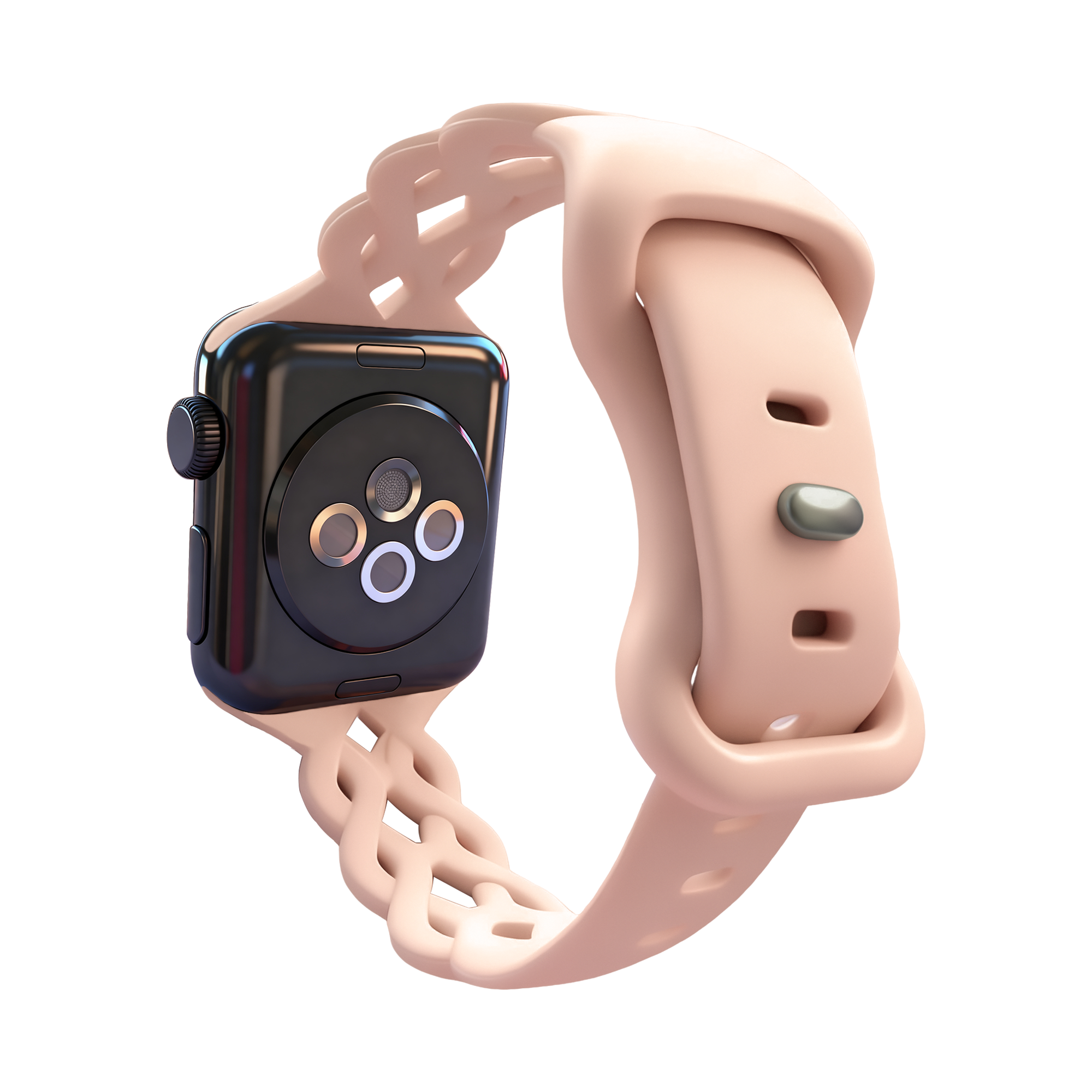 Bandz Apple Watch Silicone Strap 'Braided' (Pink Sand)