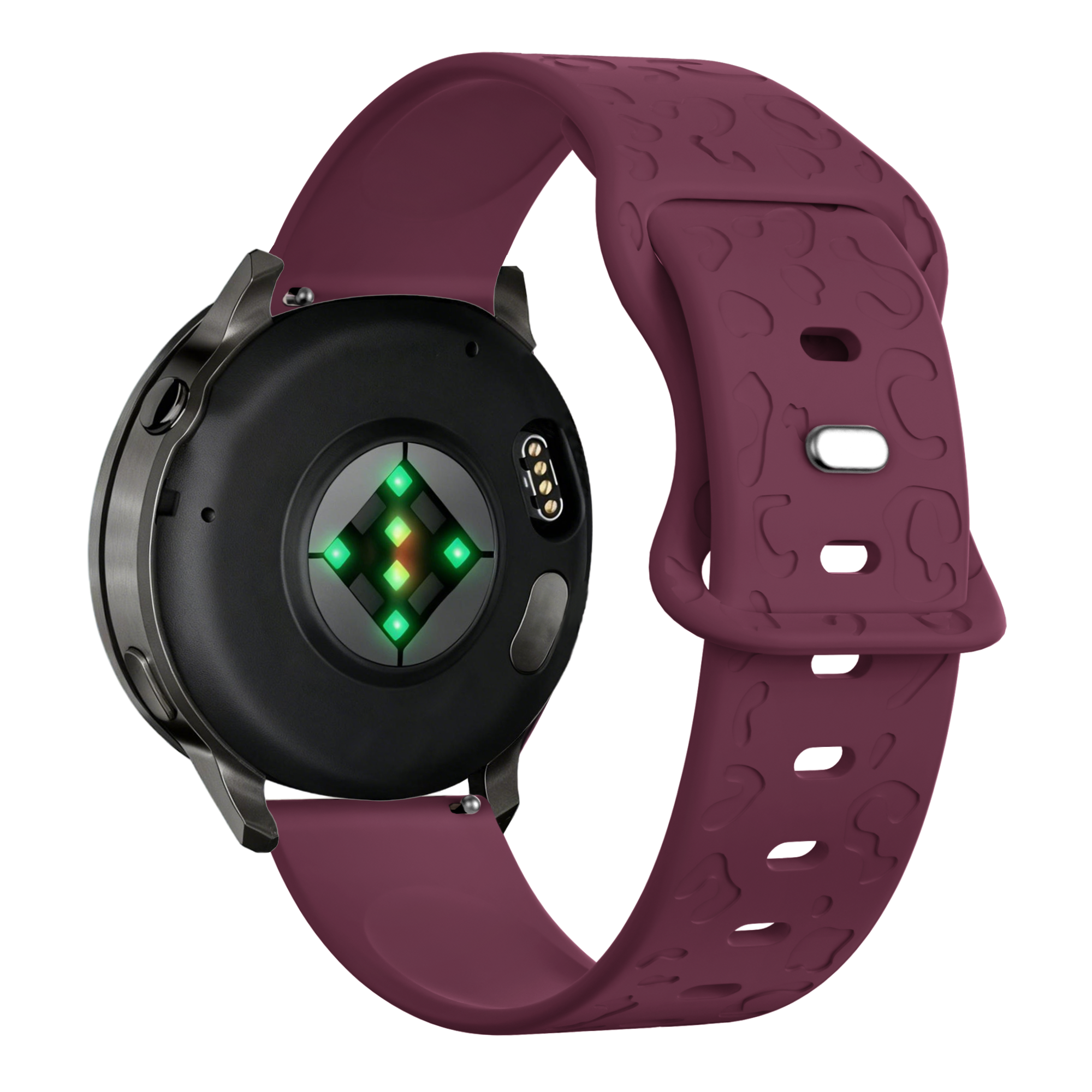 Bandz Garmin Forerunner 265s Silicone Strap 'Leopard' (Wine Red)