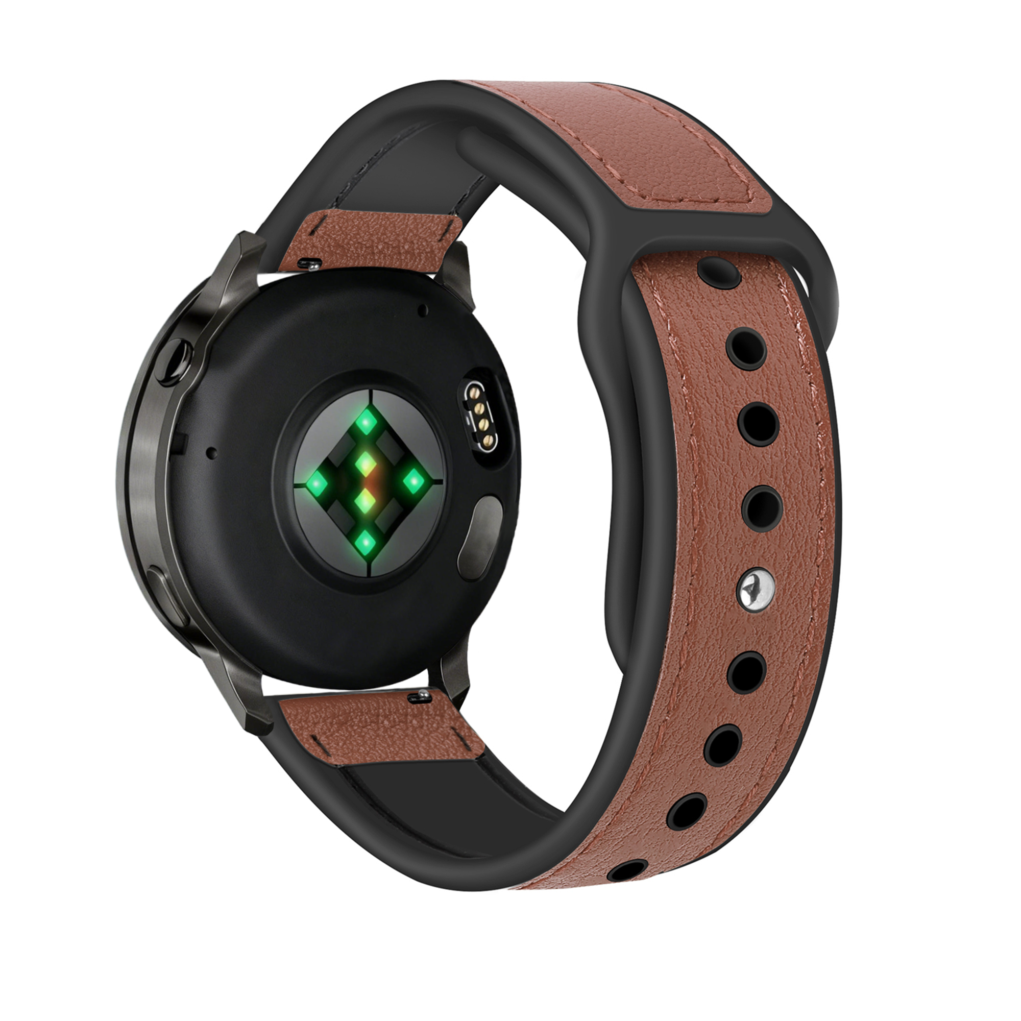 Bandz Garmin Forerunner 265 Leather Strap 'Hybrid' (Brown)