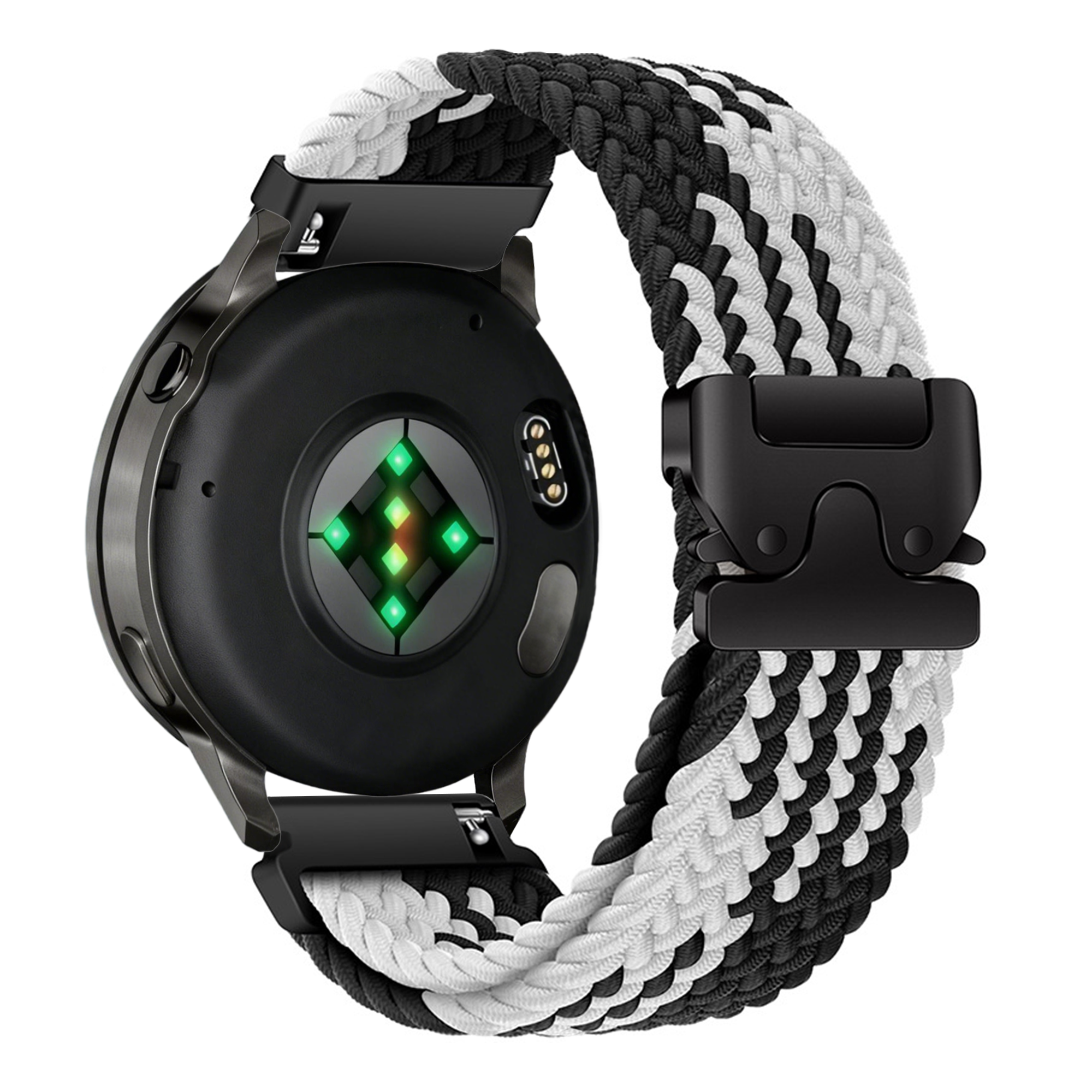 Bandz Garmin Vivoactive 4s Braided Strap 'Parachute' (Black/White)