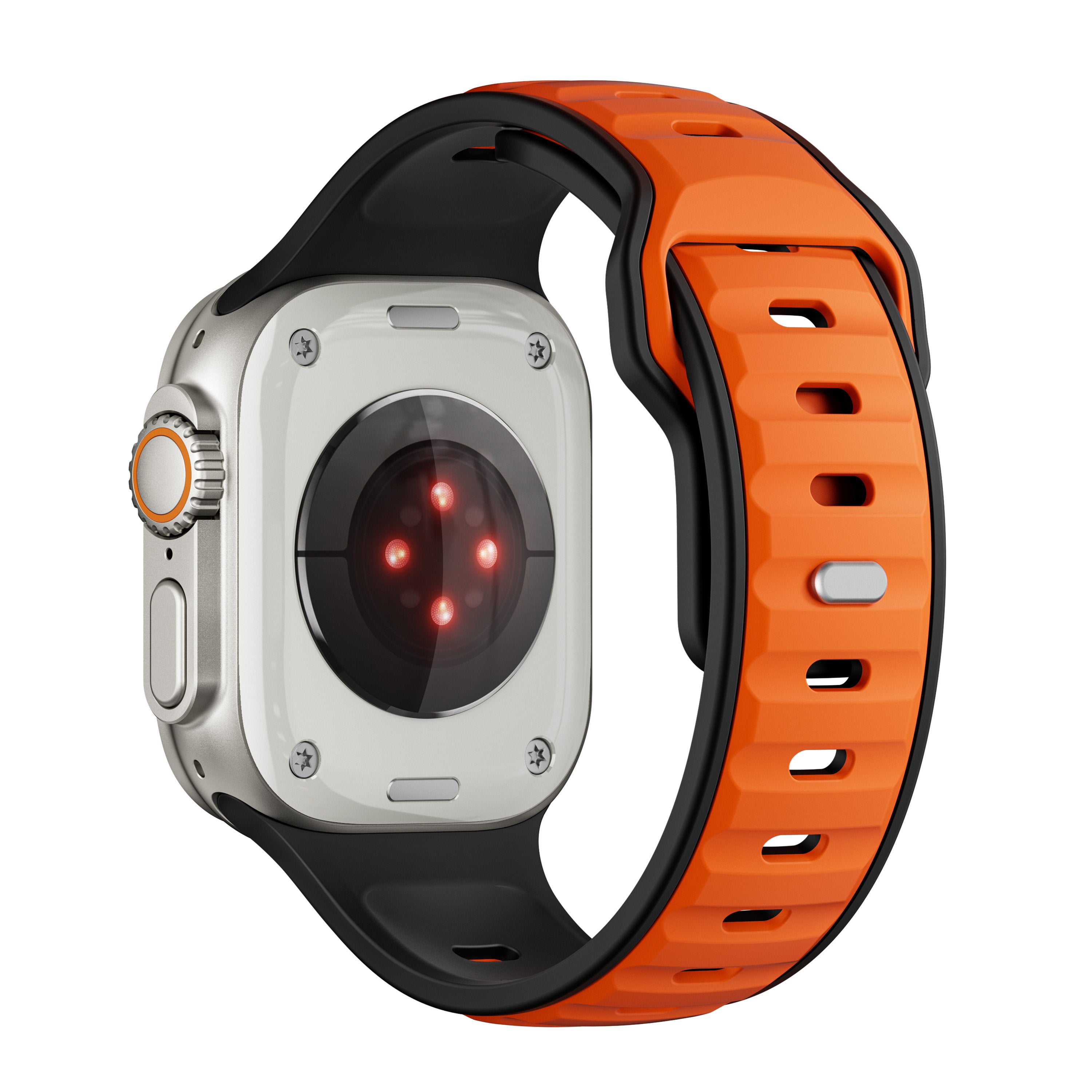 Apple Watch Premium Outdoor Silikonarmband (Orange/Schwarz)