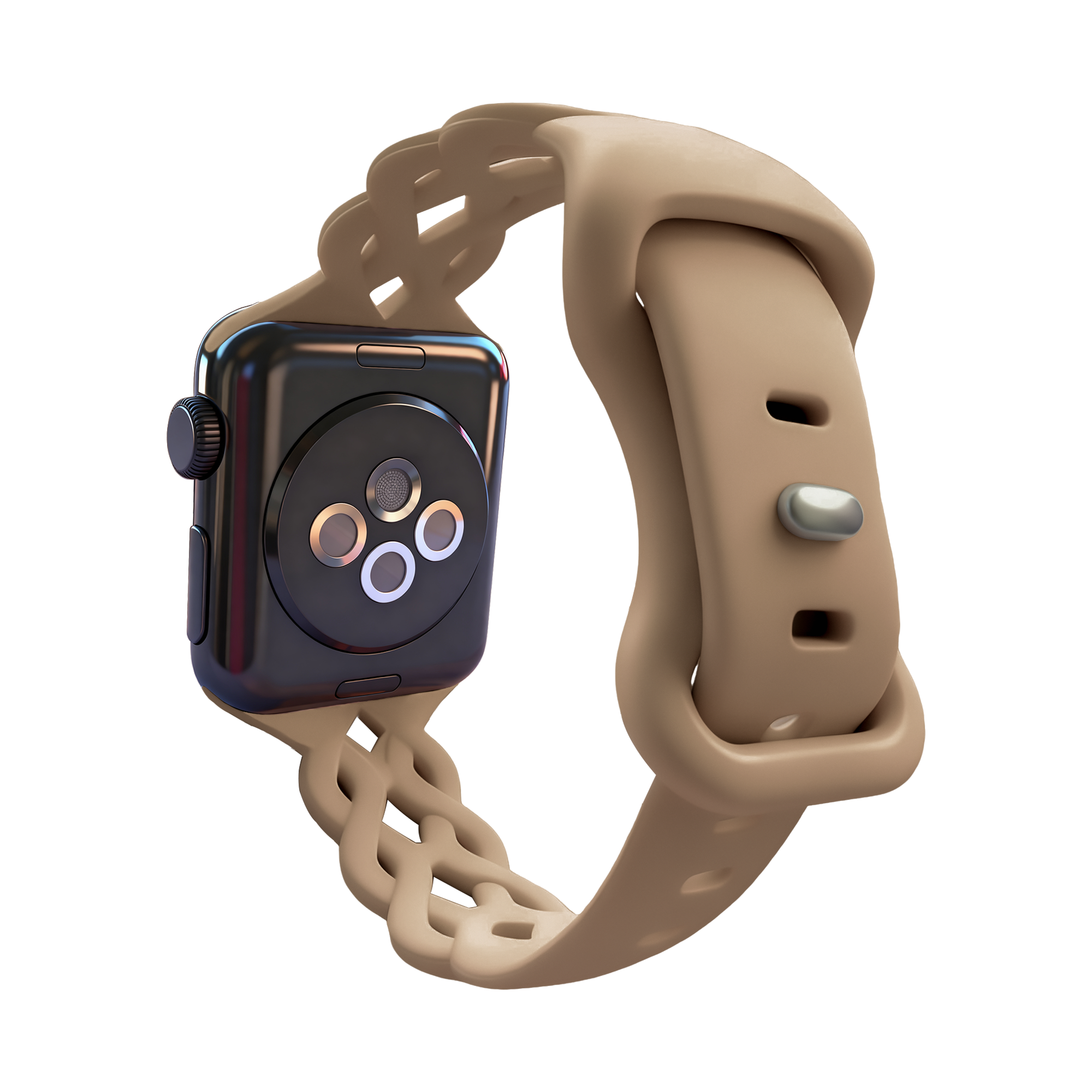 Bandz Apple Watch Silicone Strap 'Braided' (Milk Tea)
