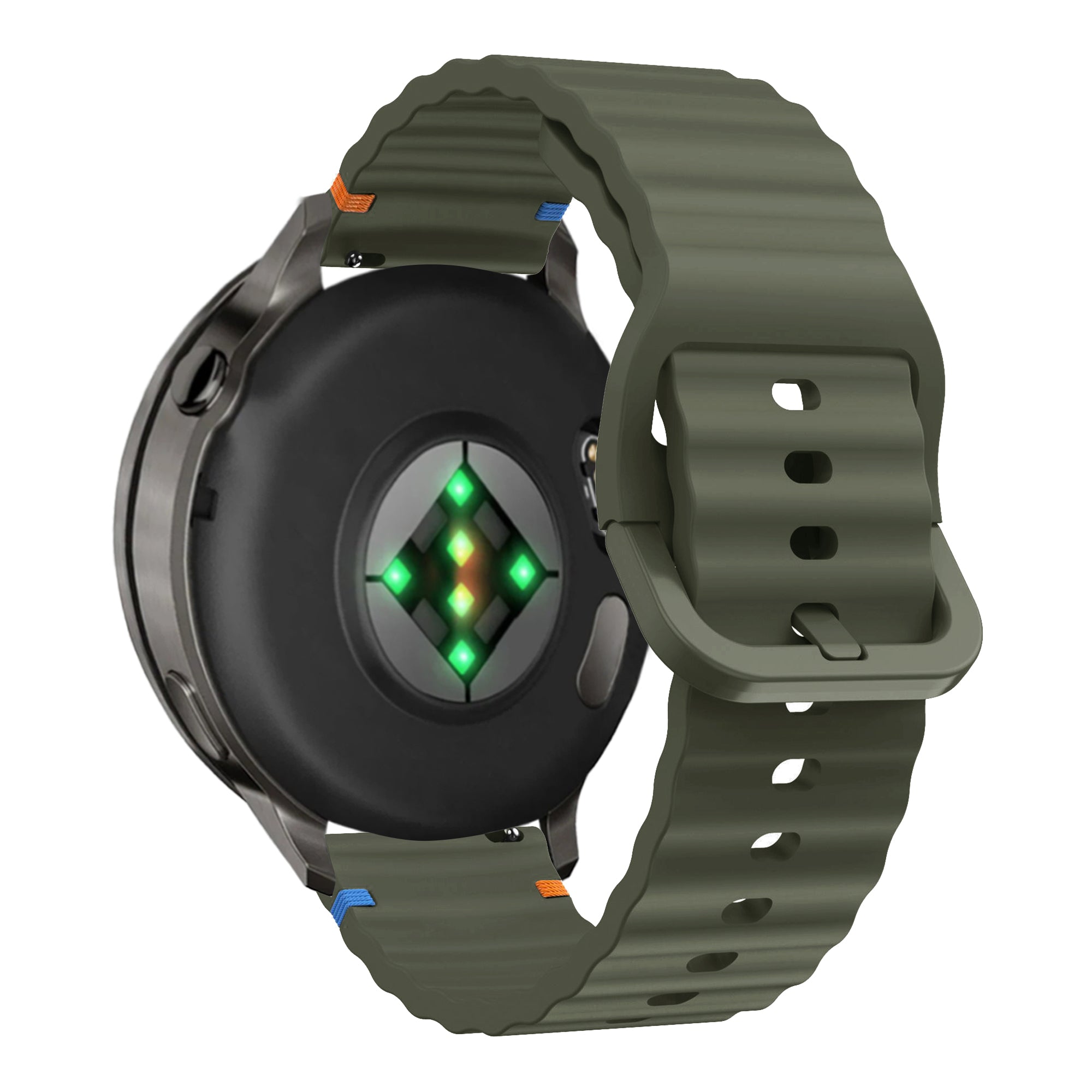 Bandz Garmin Forerunner 265s Silicone Strap 'Wave' (Army Green)