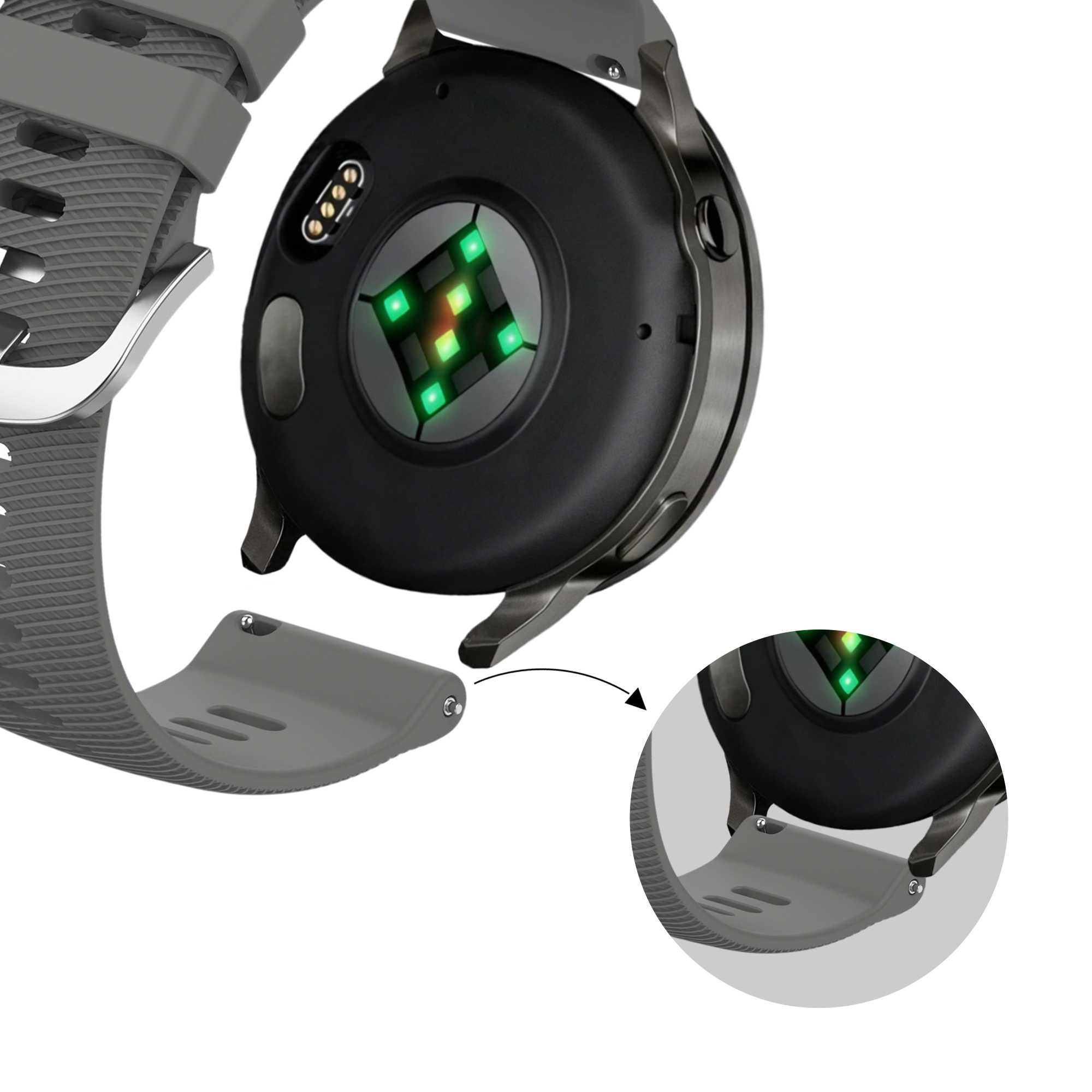 Bandz Garmin Forerunner 265s Silicone Strap 'Deluxe' (Dark Grey)