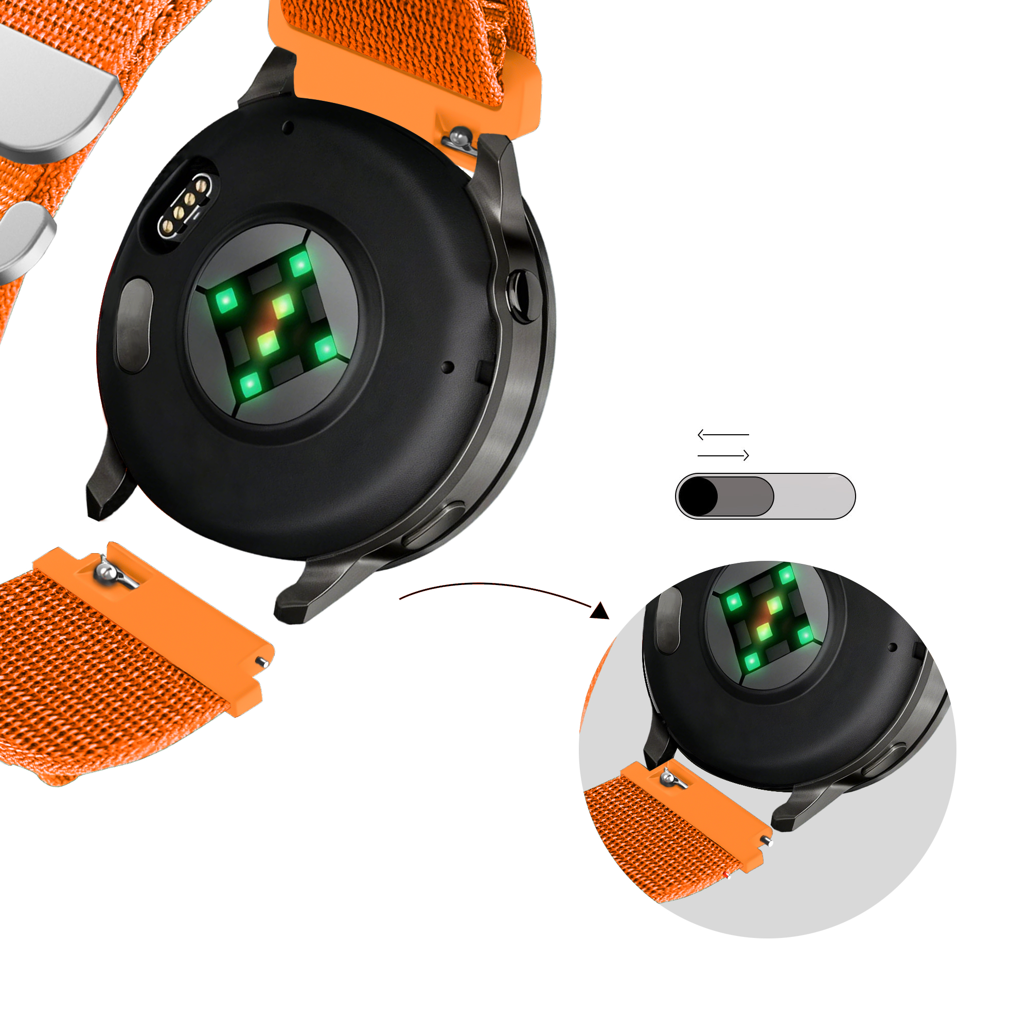 Bandz Garmin Vivoactive 4 Alpine Nylon Strap (Orange)