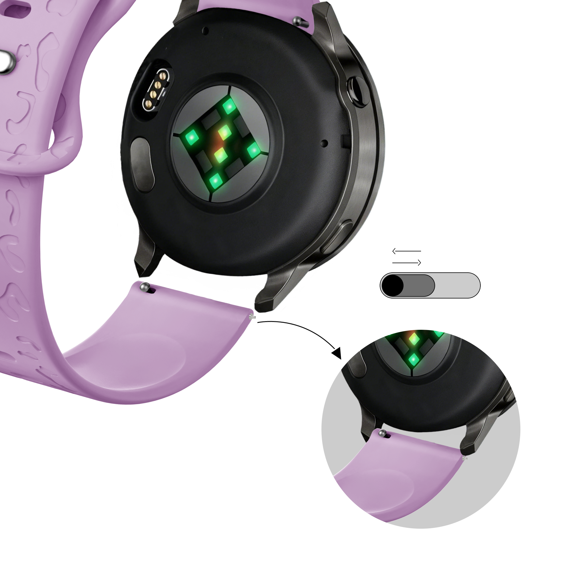 Bandz Garmin Forerunner 645 Silicone Strap 'Leopard' (Light Purple)