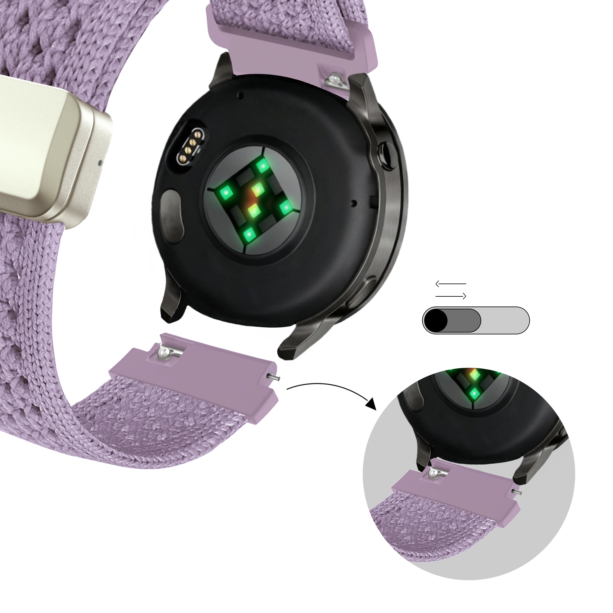 Bandz Amazfit Active 2 Vintage Nylon Strap (Light Purple)