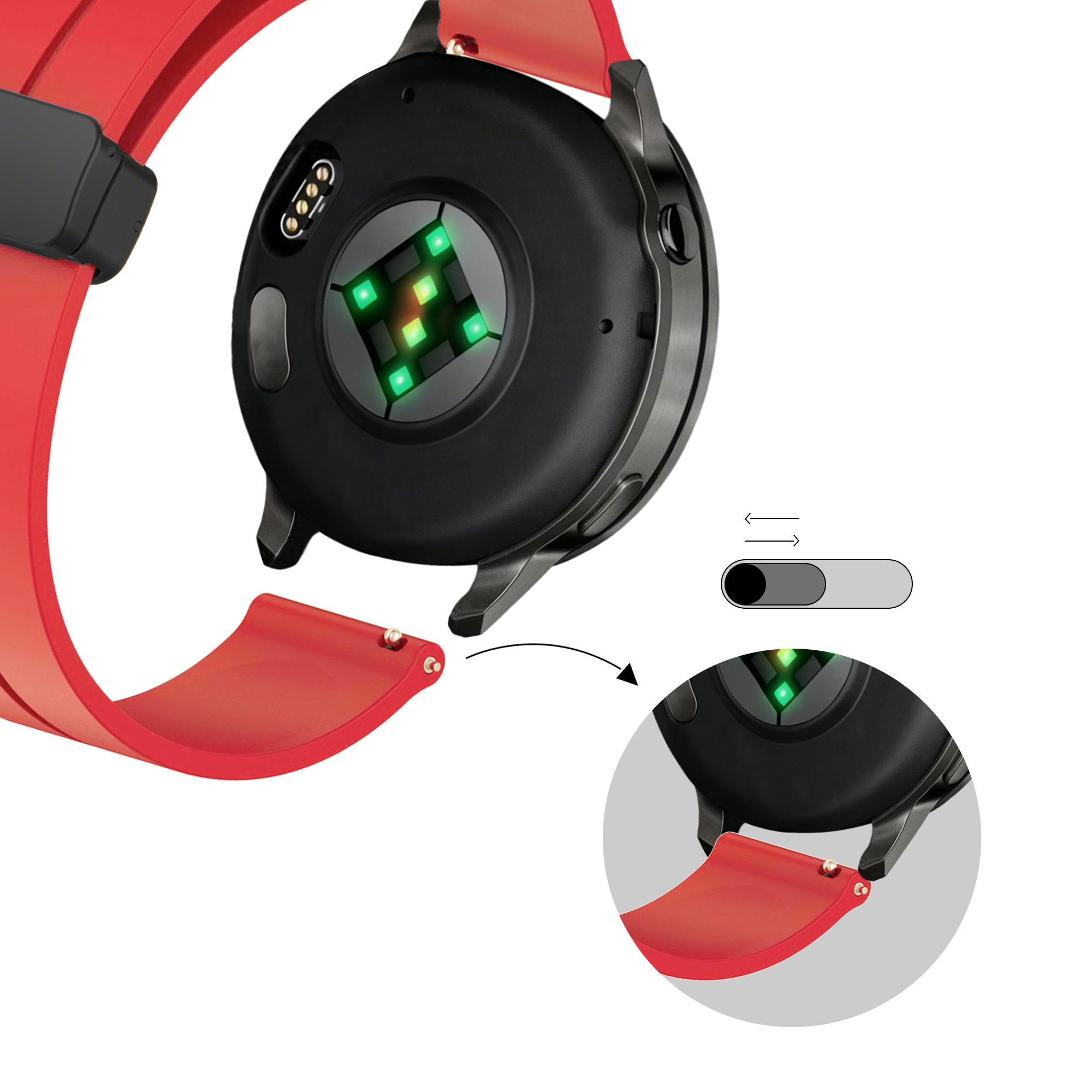 Bandz Garmin Bounce 2 D-Buckle Silicone Strap (Red)