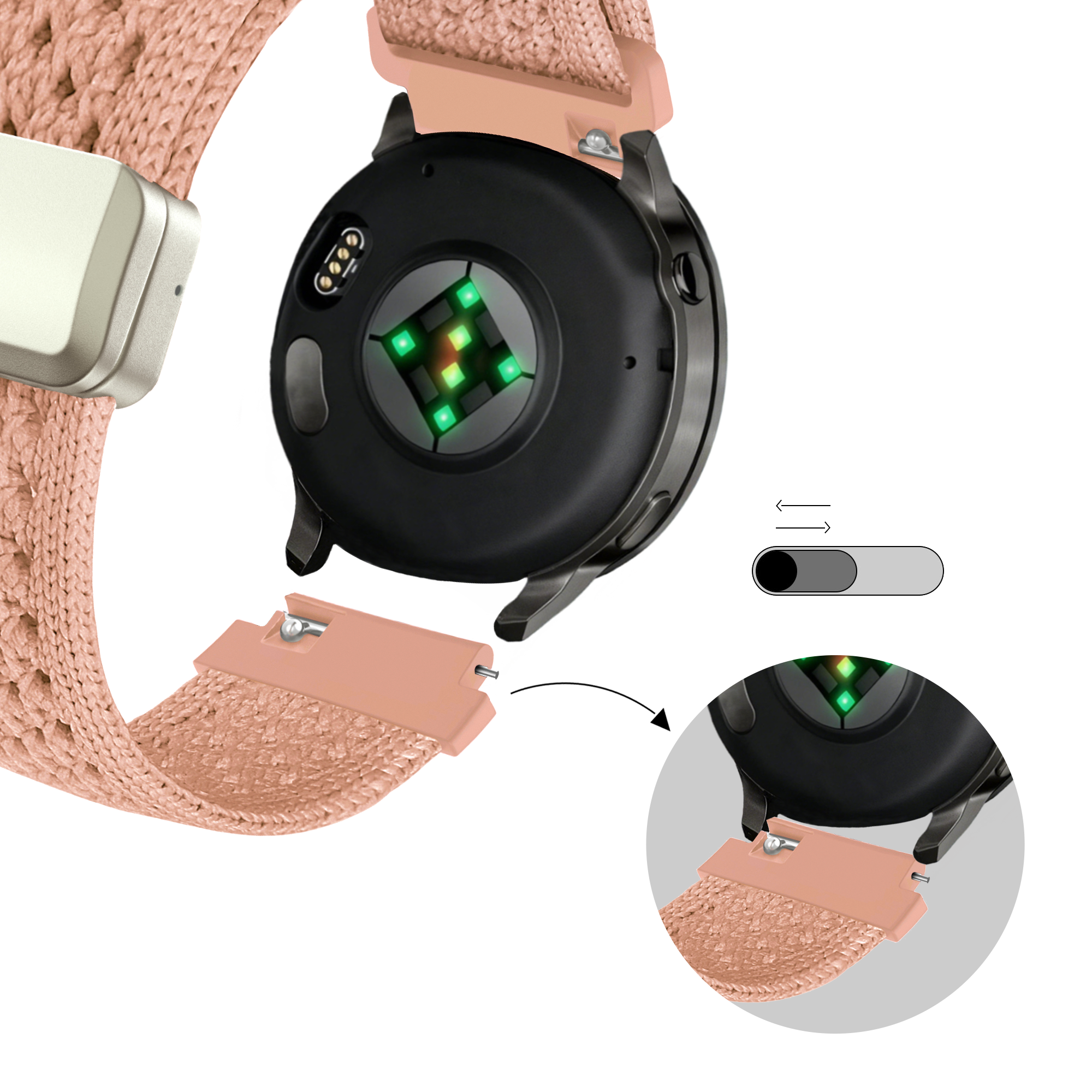 Bandz Samsung Galaxy Watch 4 Classic - 42mm Vintage Nylon Strap (Antique Pink)