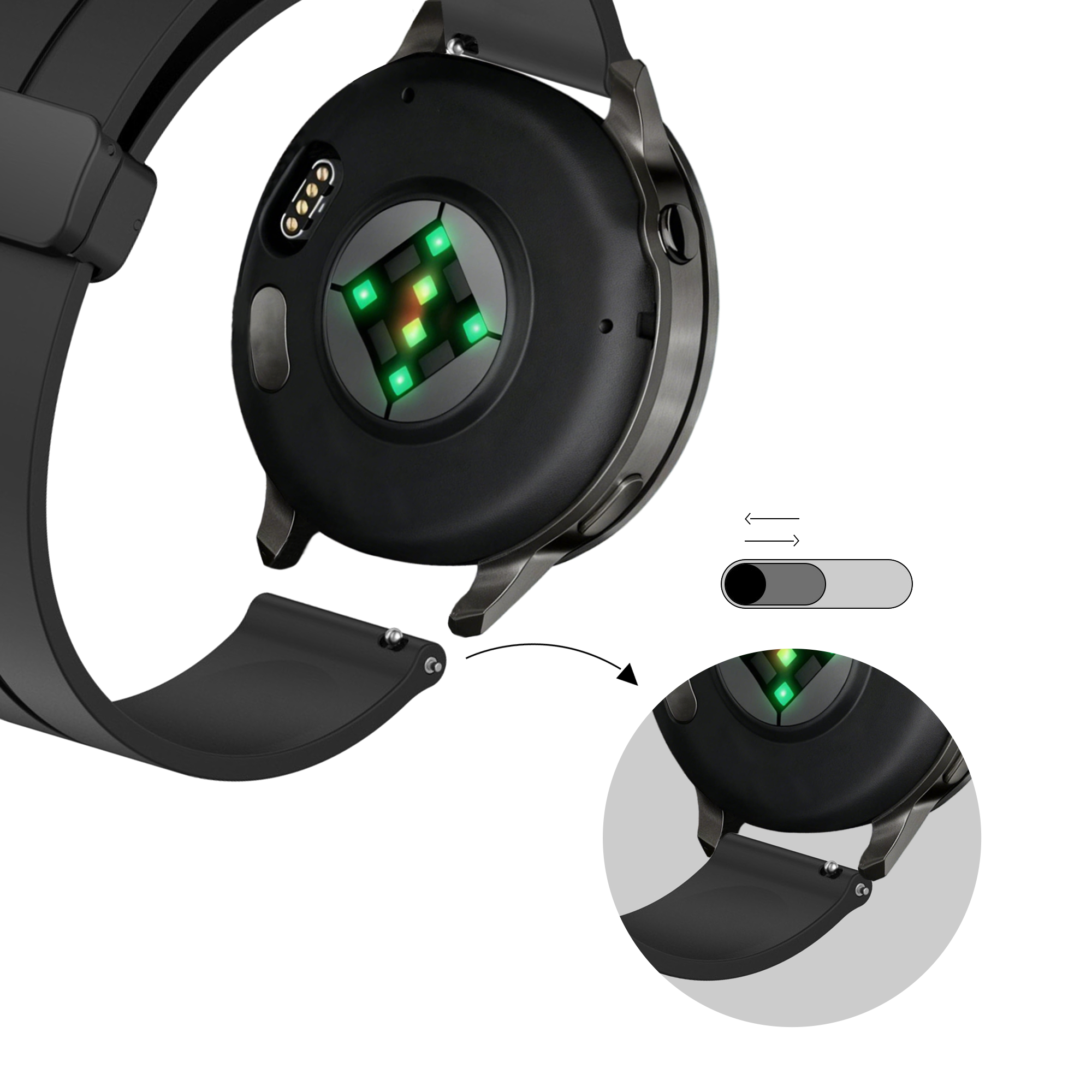 Bandz Garmin Bounce 2 D-Buckle Silicone Strap (Black)