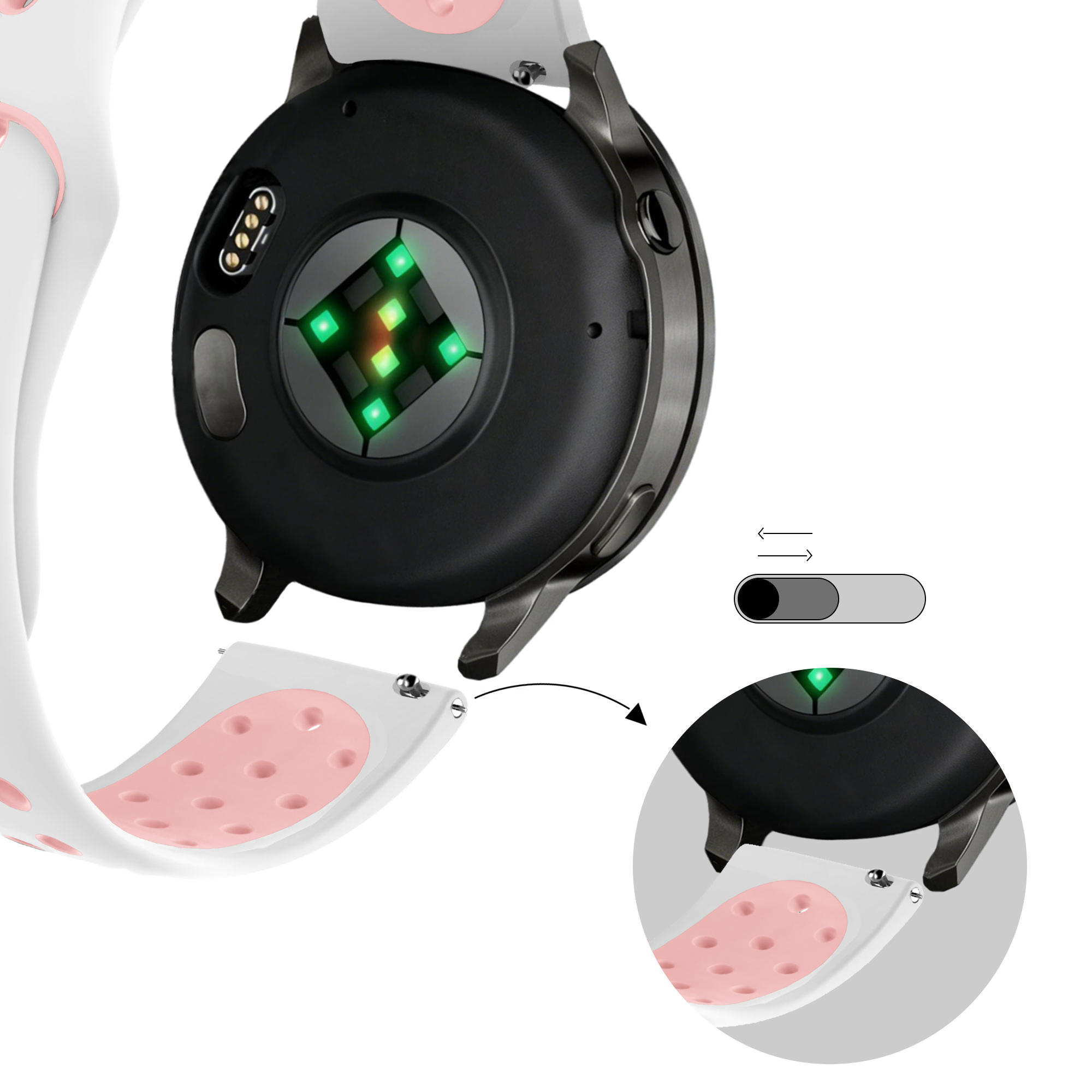 Bandz Garmin Bounce 2 Sport Strap 'Deluxe' (White/Pink)