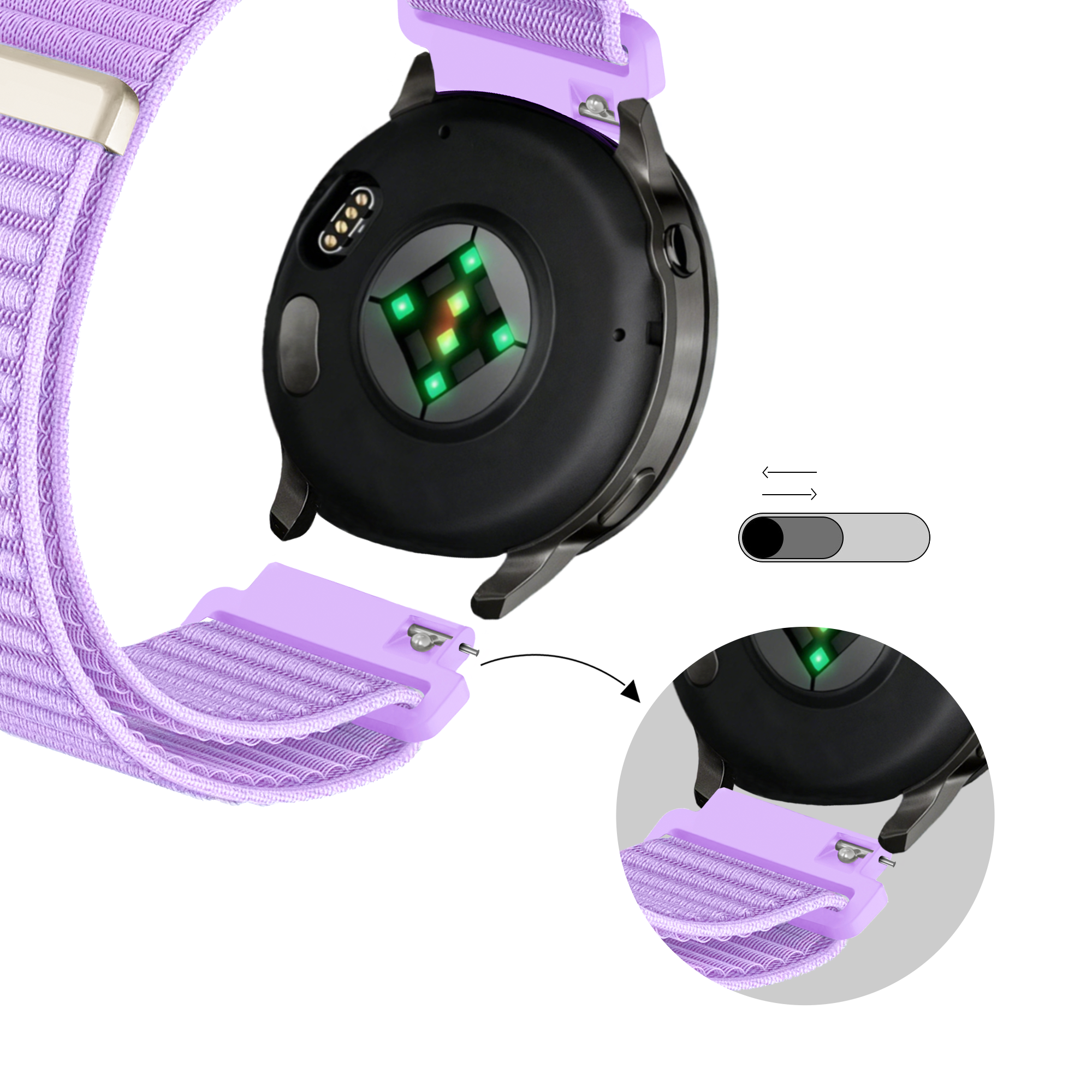 Bandz Garmin Venu 2s Nylon Strap 'Wave' (Light Purple)