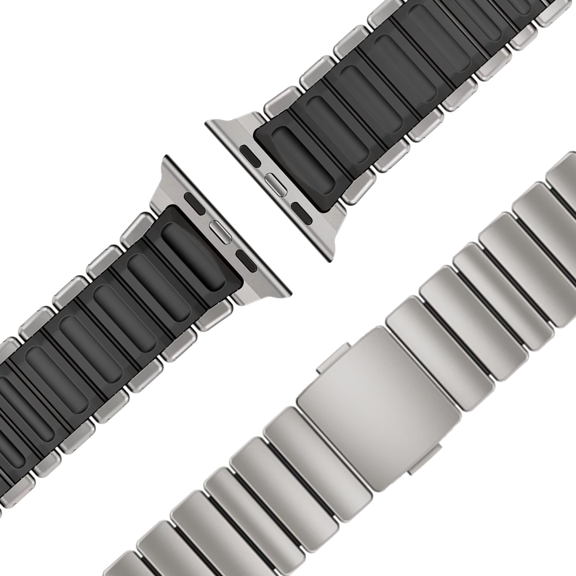 Bandz Apple Watch Titanium Strap 'Hybrid' (Silver)