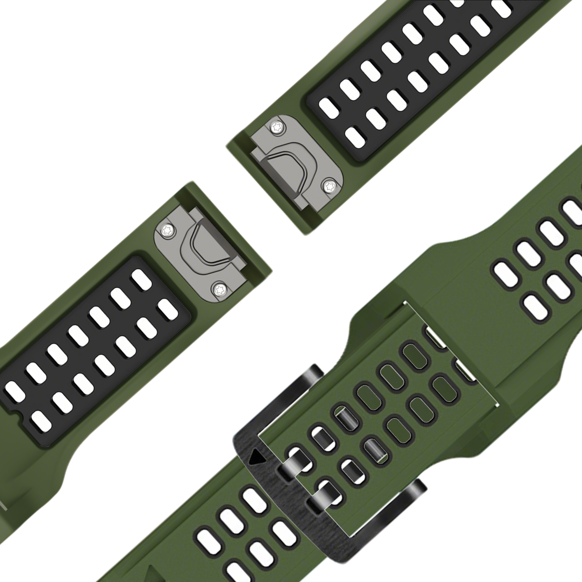 Bandz Garmin Fenix 8 Pro - 51mm Buckled Sport Strap (Green/Black)