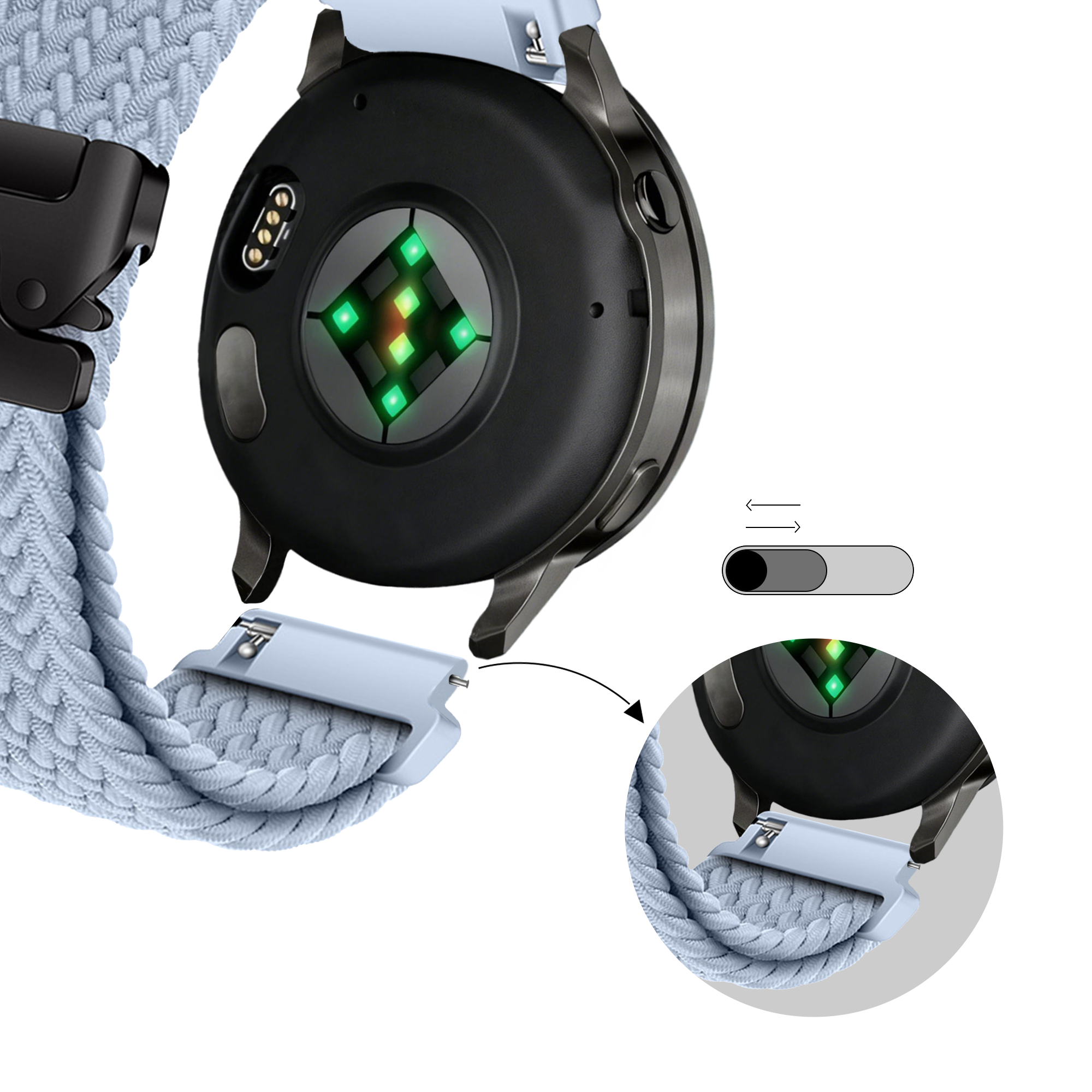 Bandz Garmin Bounce 2 Braided Strap 'Parachute' (Light Blue)