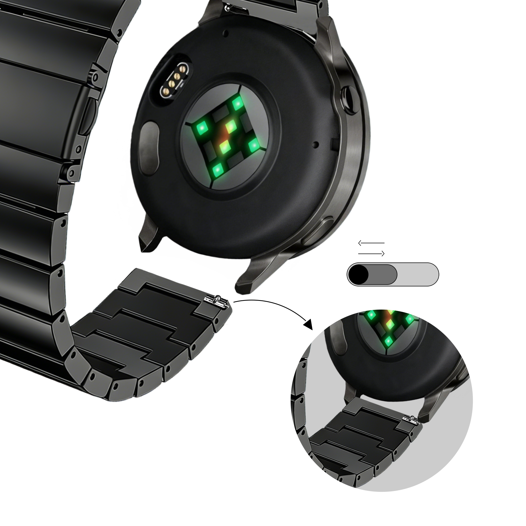 Bandz Garmin Bounce 2 Steel Strap 'One Bead' (Black)