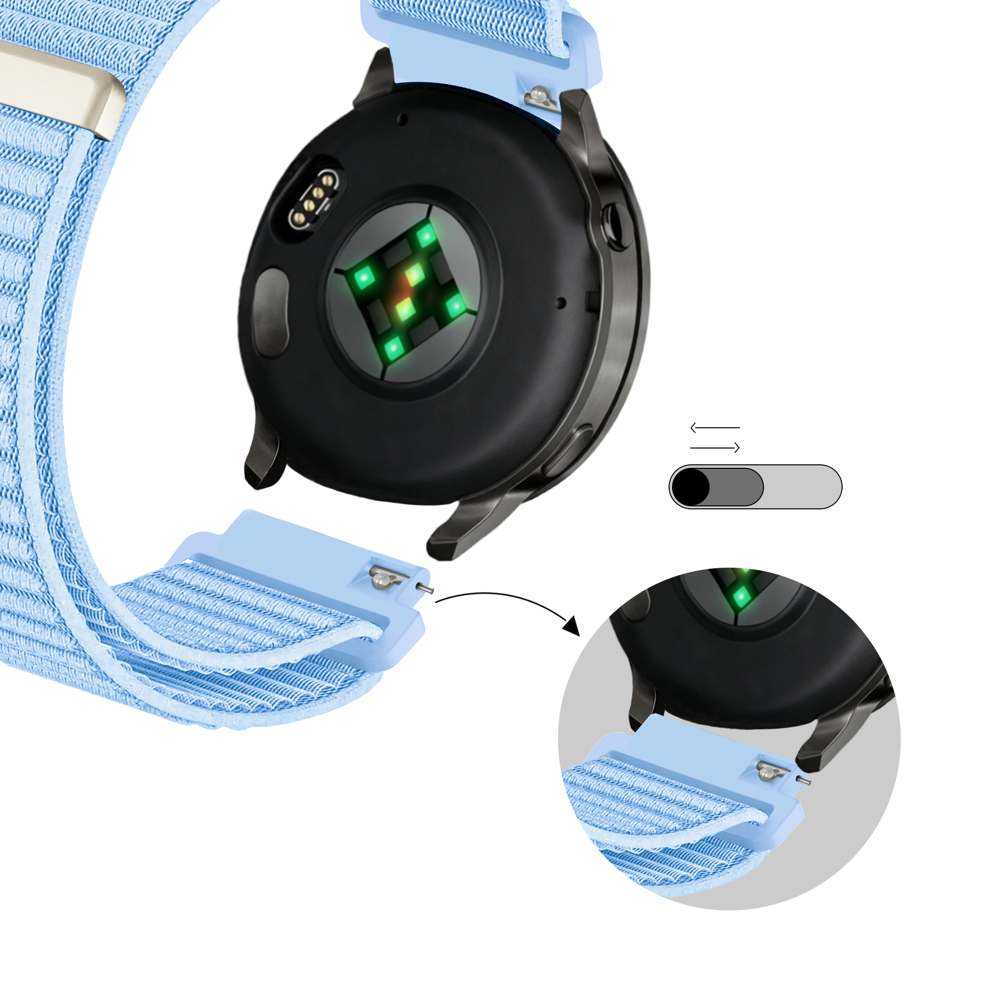 Bandz Garmin Bounce 2 Nylon Strap 'Wave' (Light Blue)