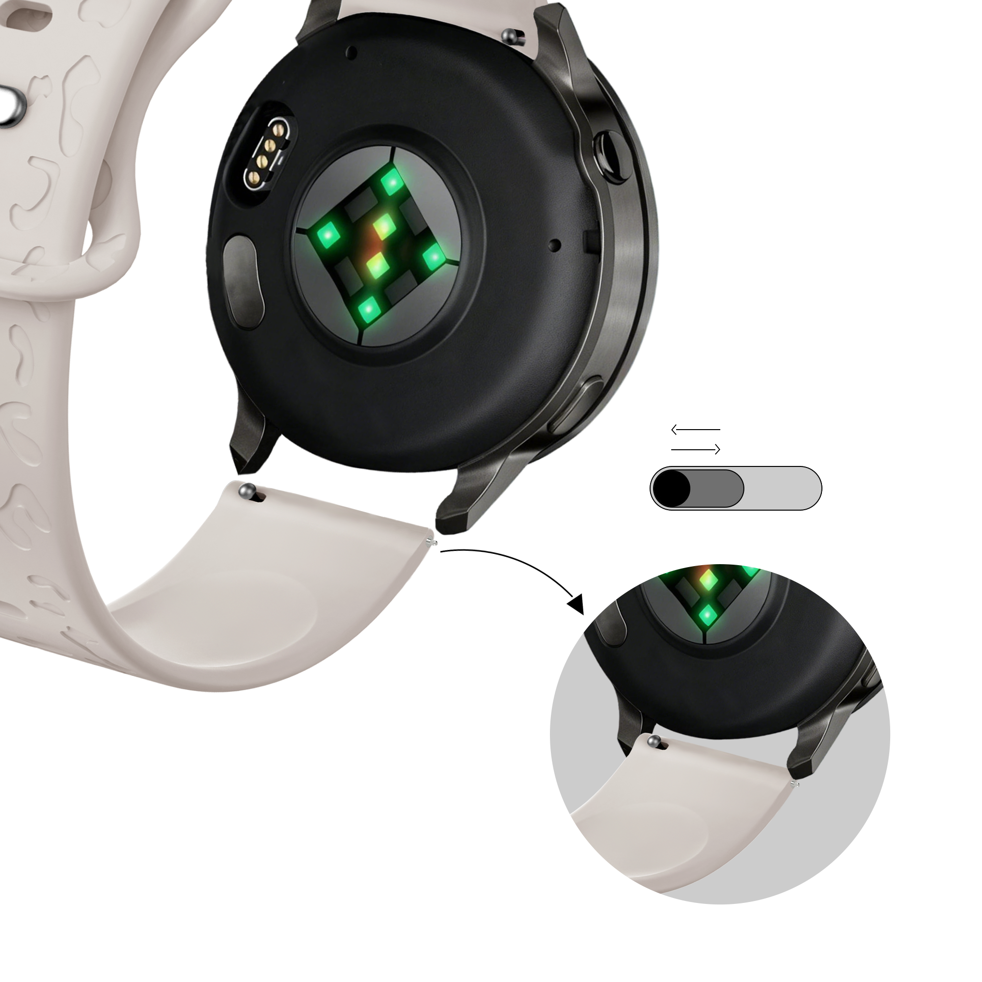 Bandz Garmin Forerunner 265s Silicone Strap 'Leopard' (Starlight)