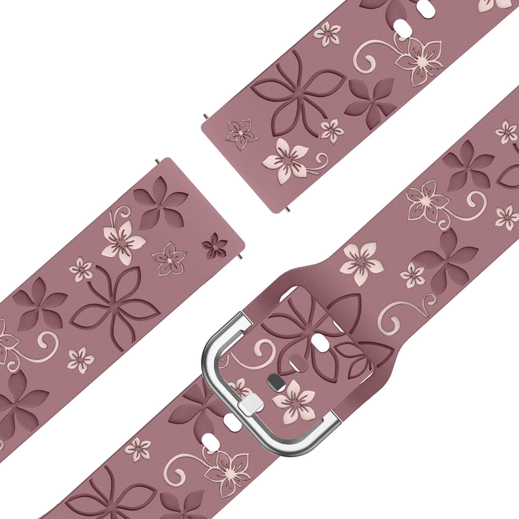 Bandz Garmin Forerunner 645 Silicone Strap 'Flowers' (Smoke Purple/Light Pink)