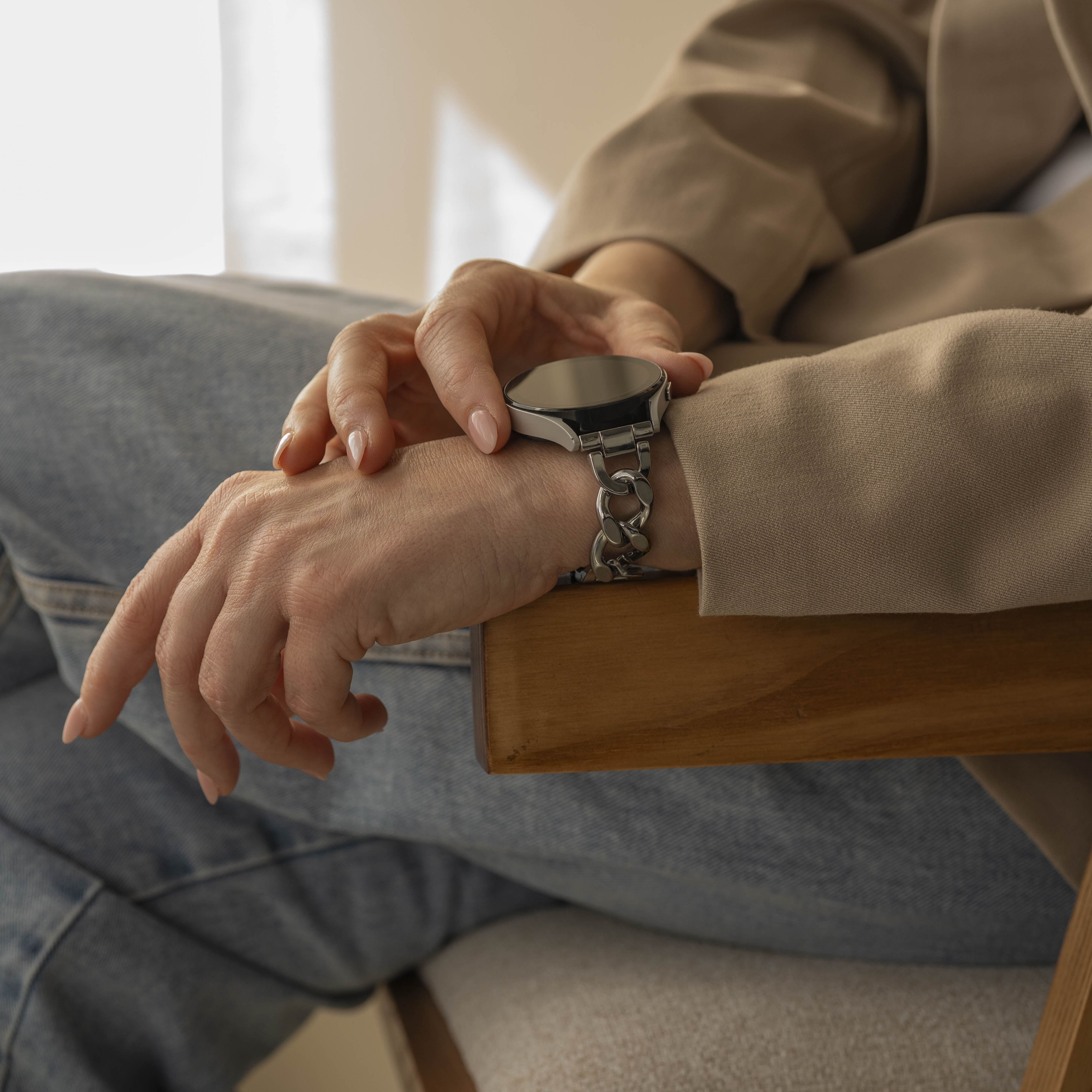 Samsung Galaxy Watch FE Steel Chain Strap (Silver)