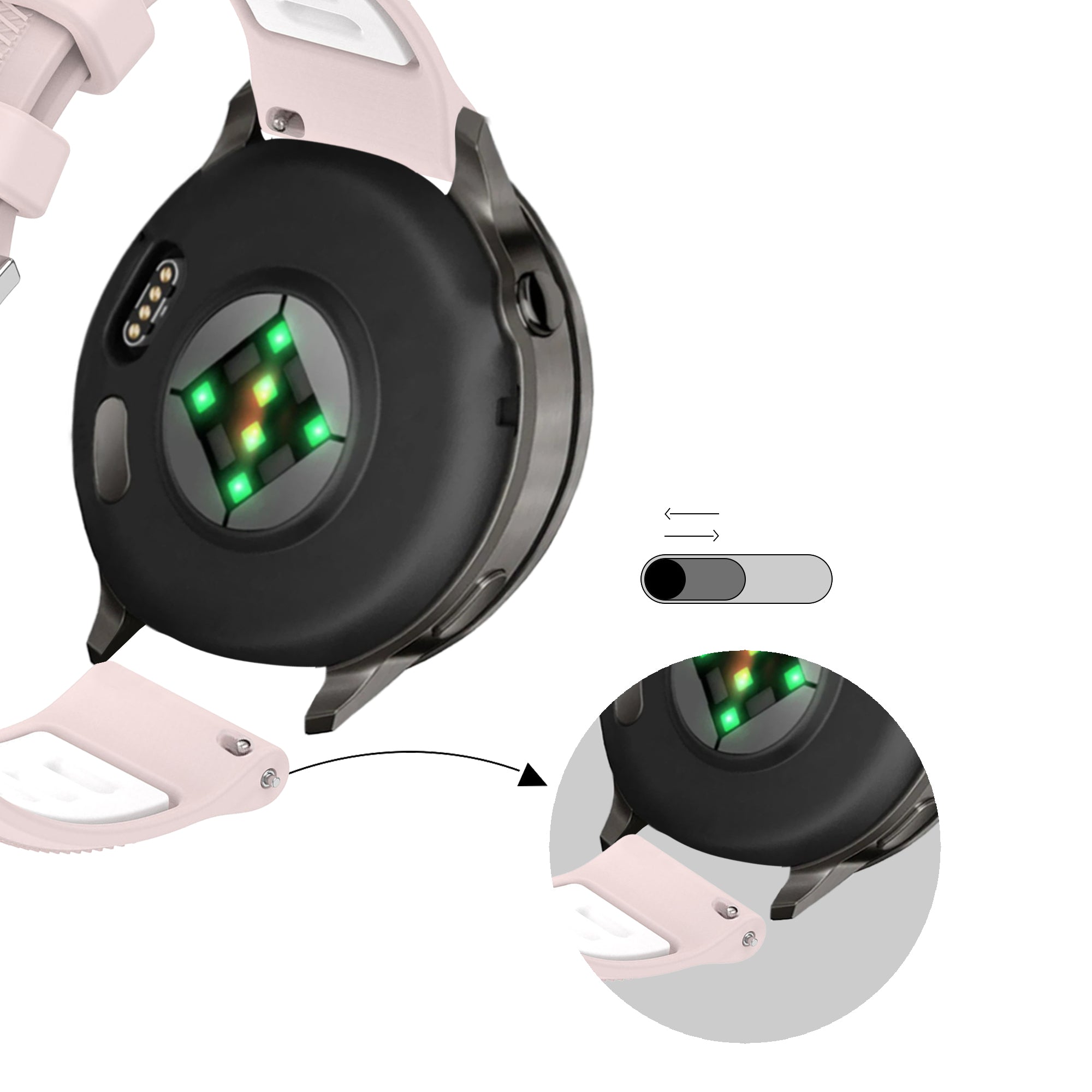 Bandz Garmin Forerunner 265s Sport Strap with Buckle (Pink/White)