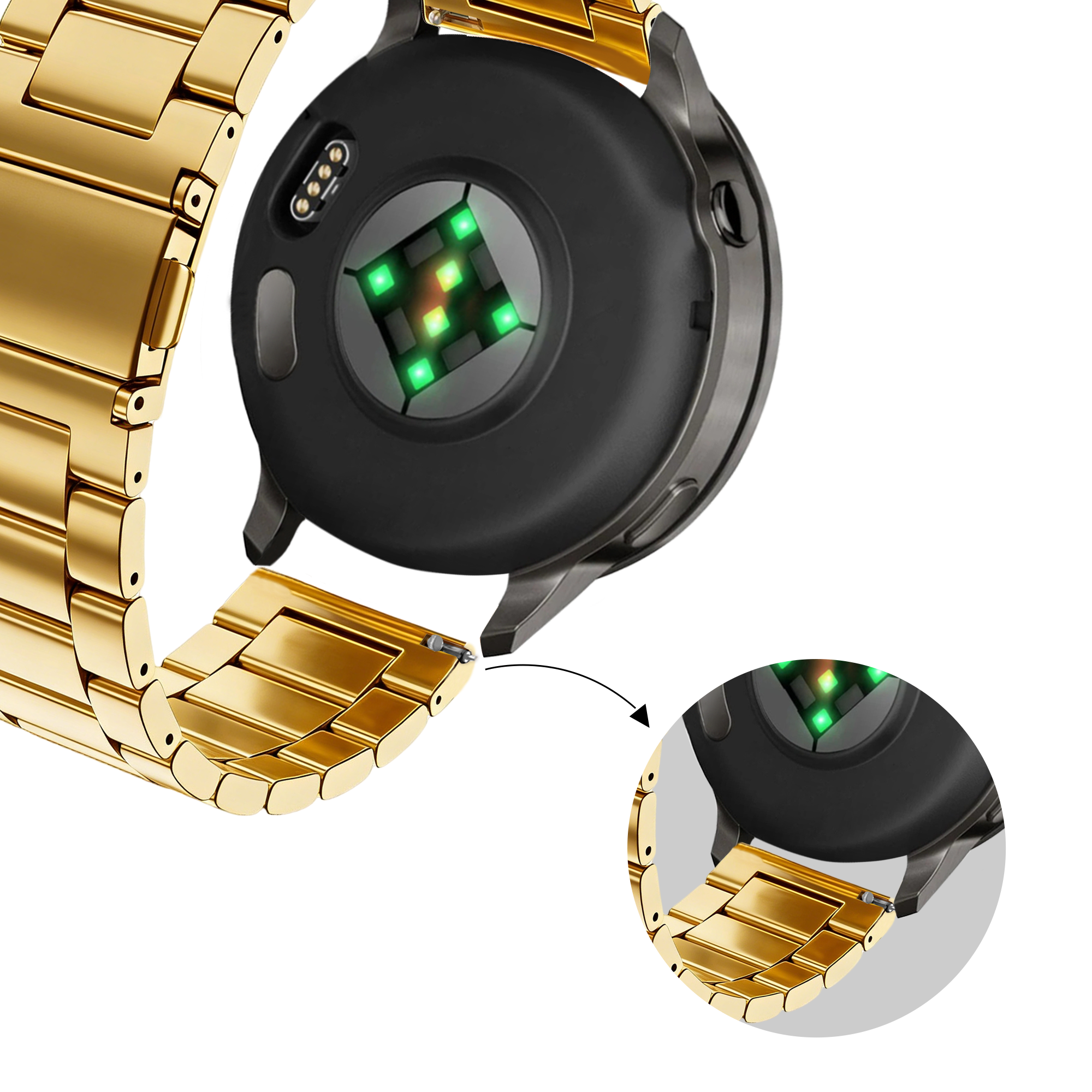 Bandz Garmin Forerunner 265s Steel Strap 'Classic' (Gold)