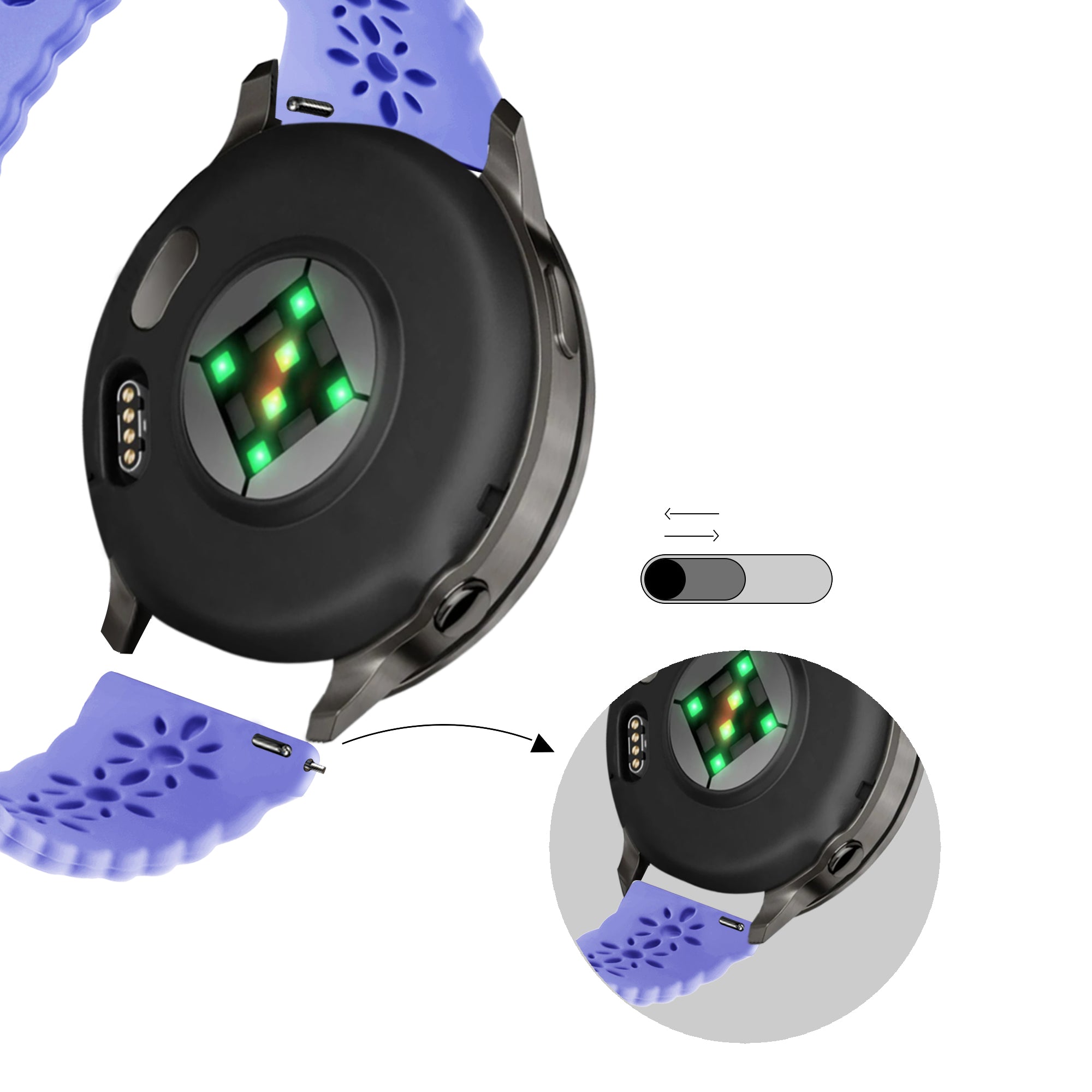 Bandz Garmin Bounce 2 Silicone Strap 'Lace' (Light Purple)