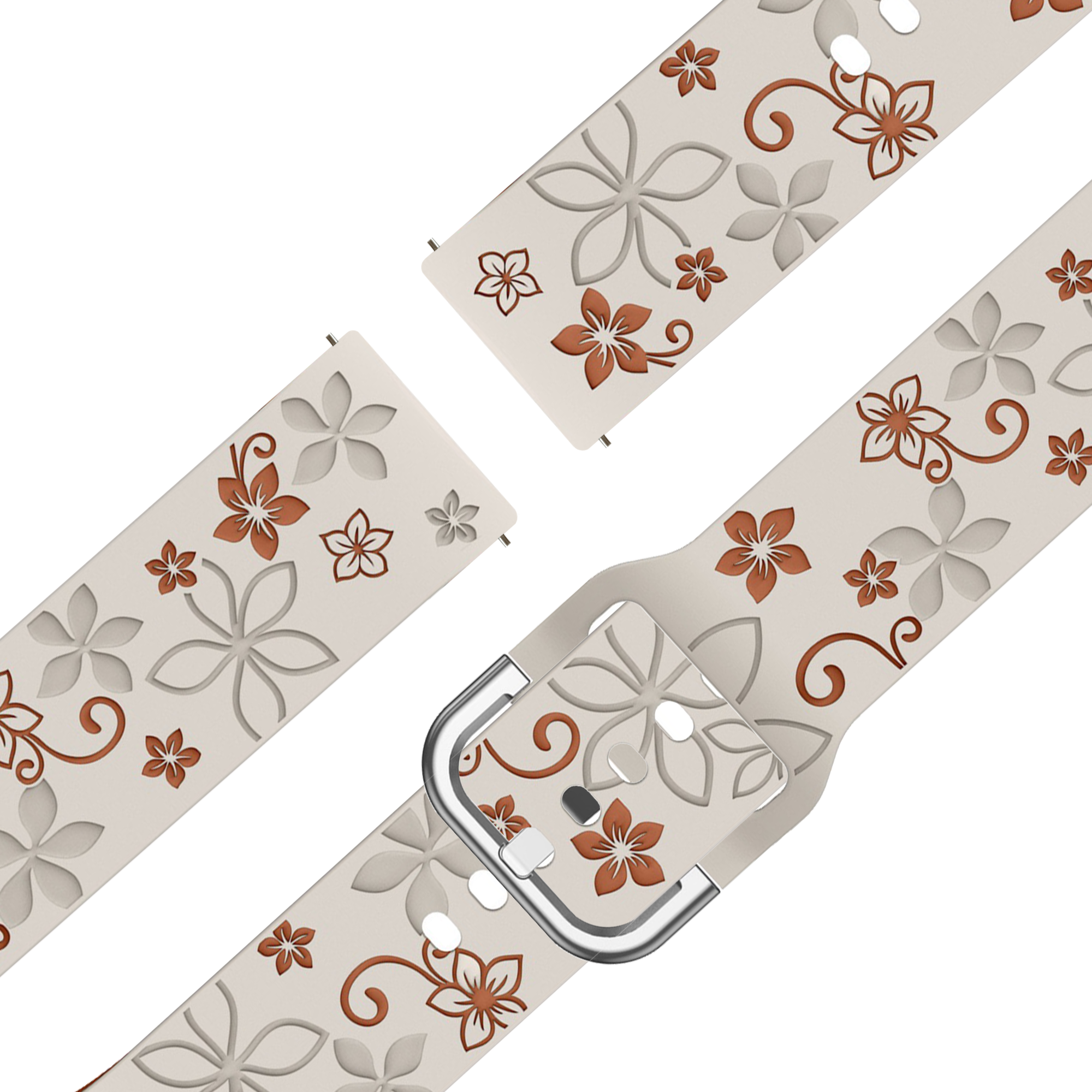 Bandz Garmin Bounce 2 Silicone Strap 'Flowers' (Starlight/Brown)